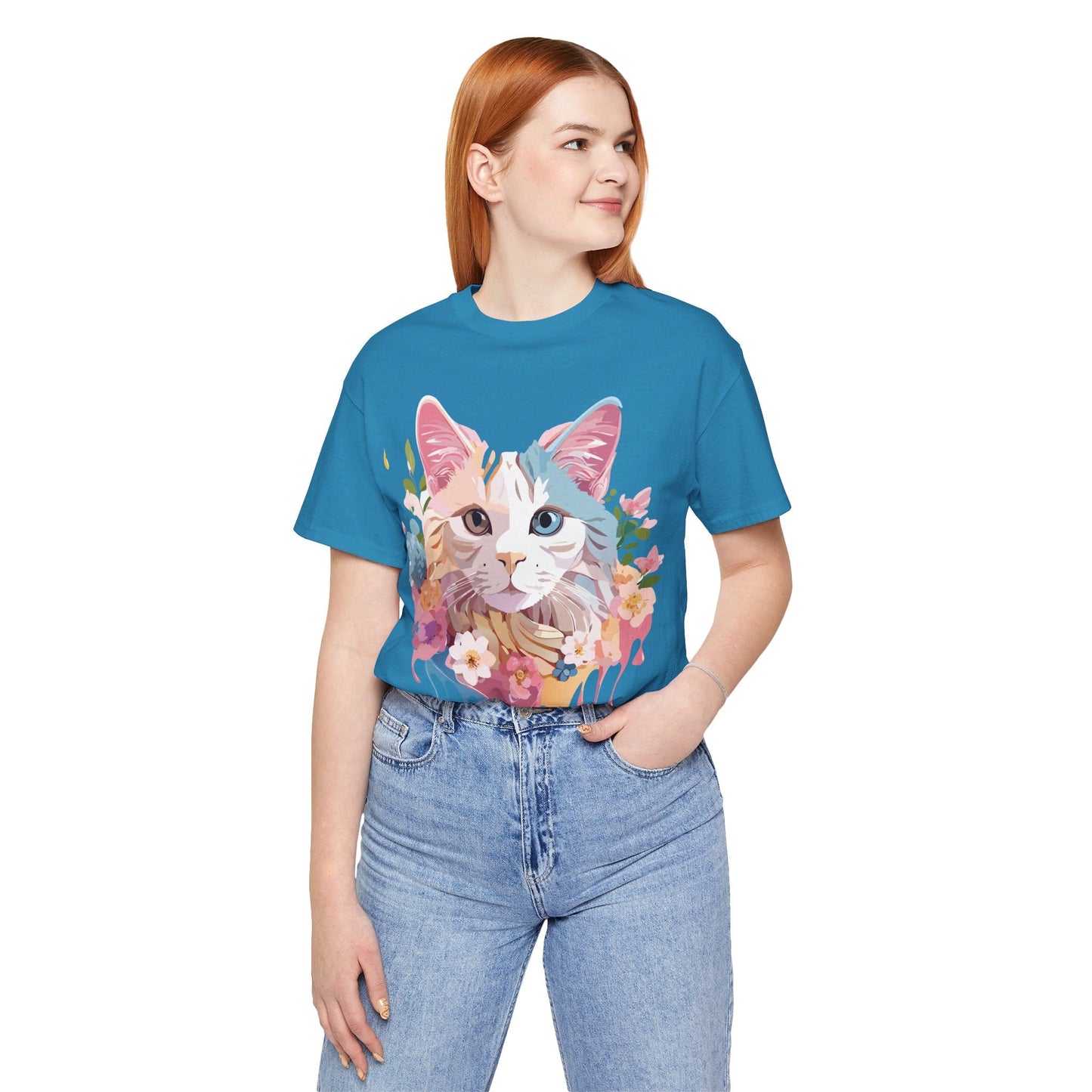 Cat Graphic Tee Unisex Short Sleeve Shirt Featuring Vintage Adelpha Artwork