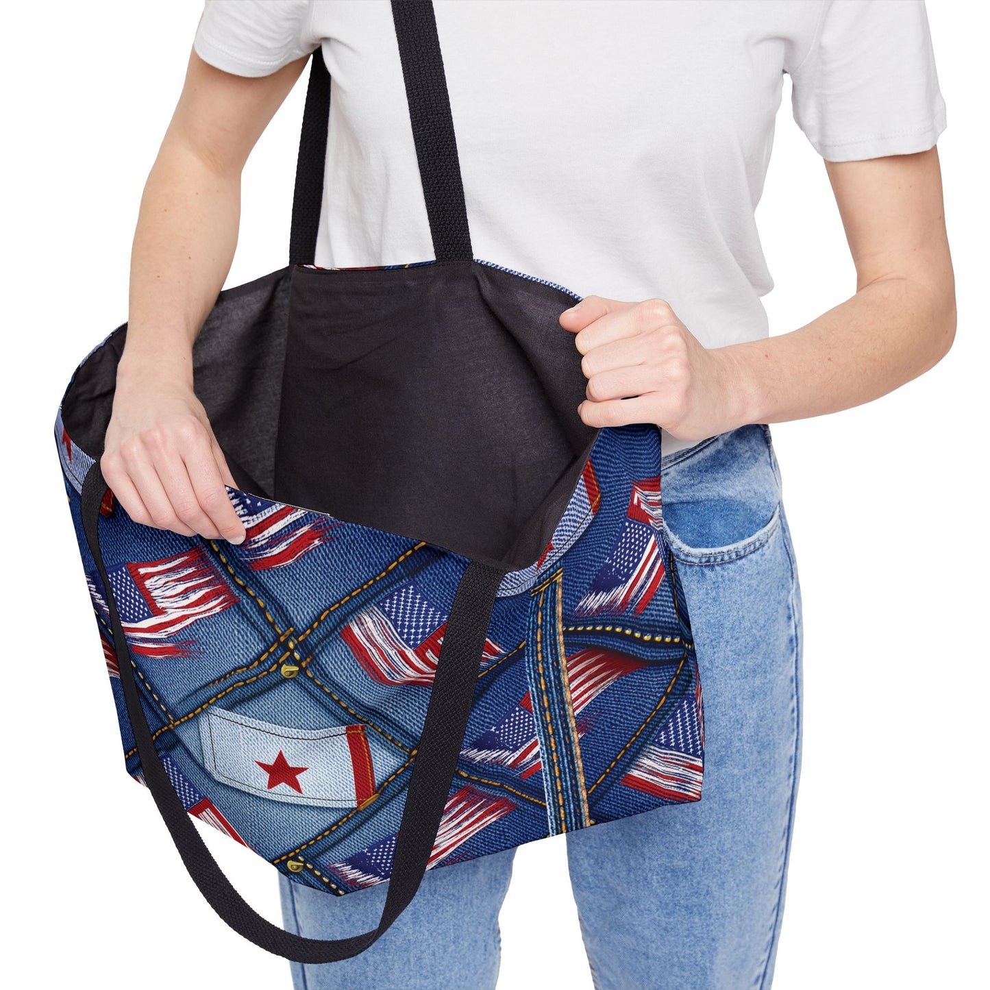 4th of July Denim Print Yoga Bag High-Quality 100% Spun Poly 24x13 Canvas Bag 60
