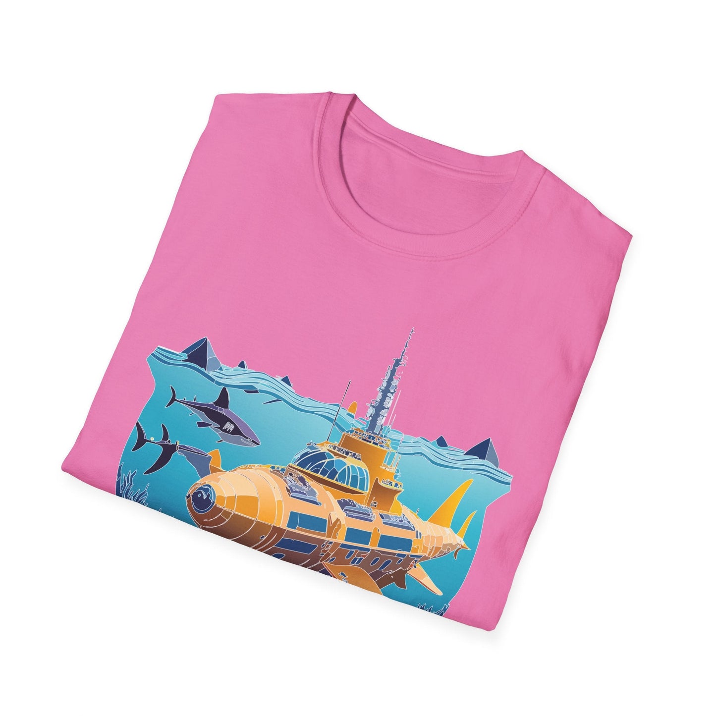 Ocean Tee Shirt Unisex Gildan Softstyle 64000 Ocean Theme Tee With U Boat Design