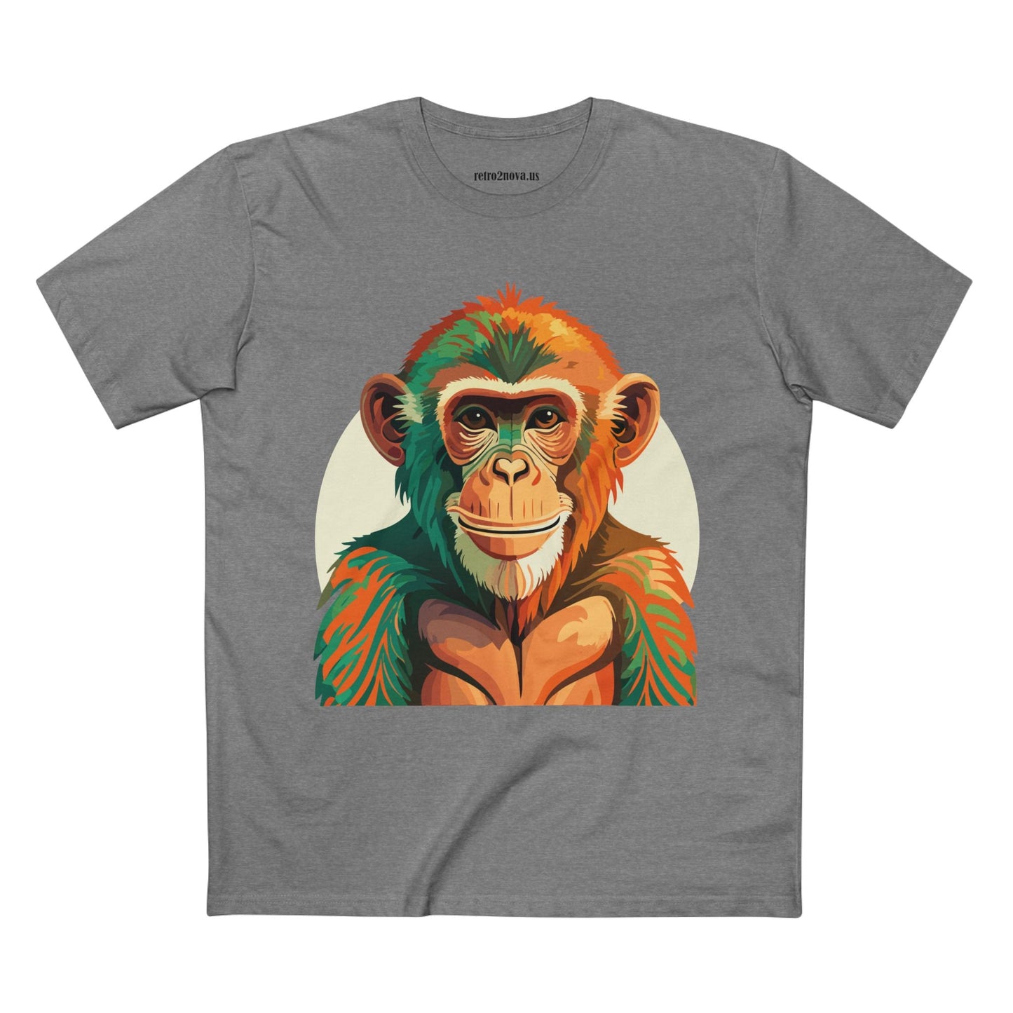 Unisex Monkey Shirt Premium Cotton Tee With Original Art Design From Retro2Nova Comfortable Everyday Wear Art Collection