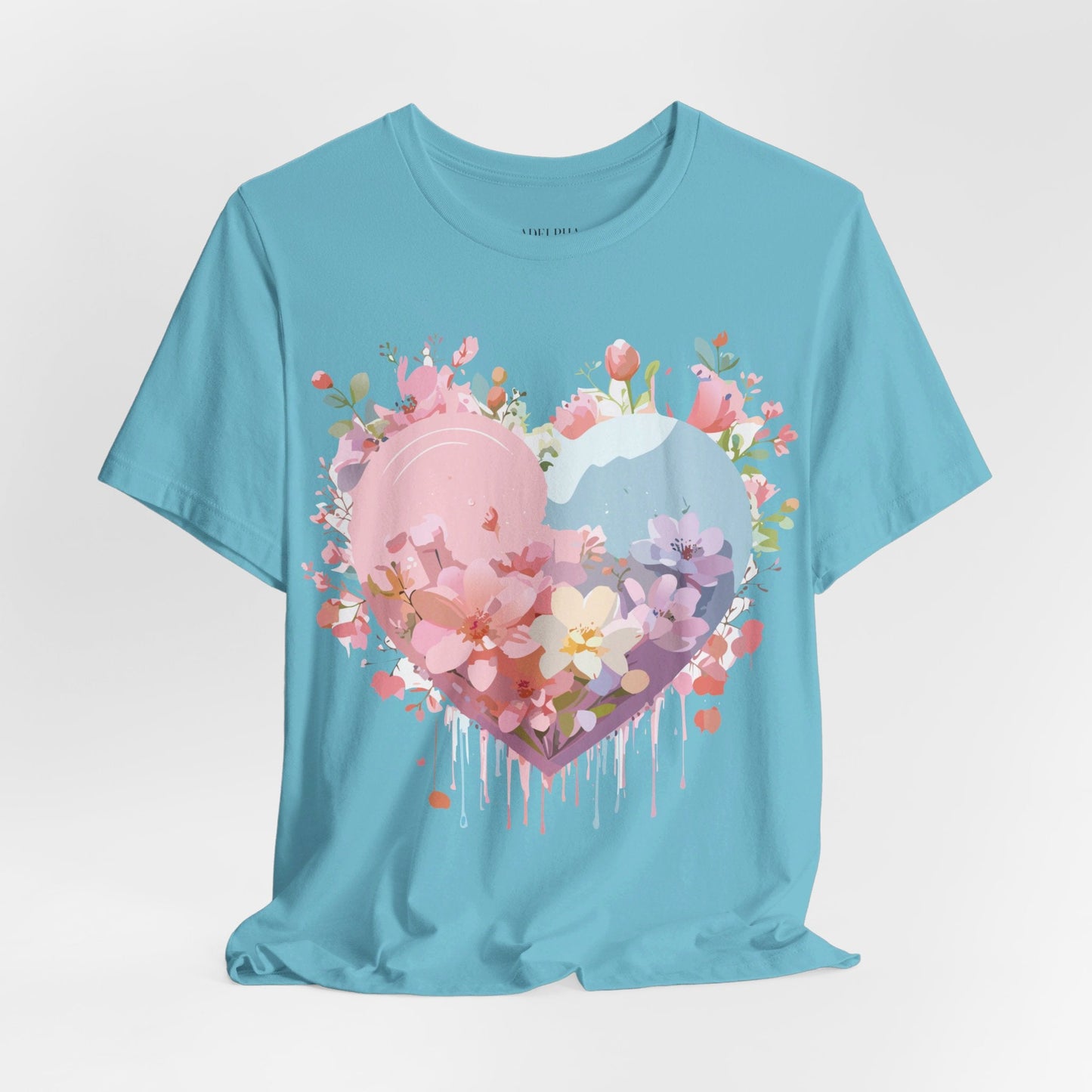 Valentine Day Graphic Unisex 100 Cotton Vintage Artwork with Love and Flower Design Tee 31