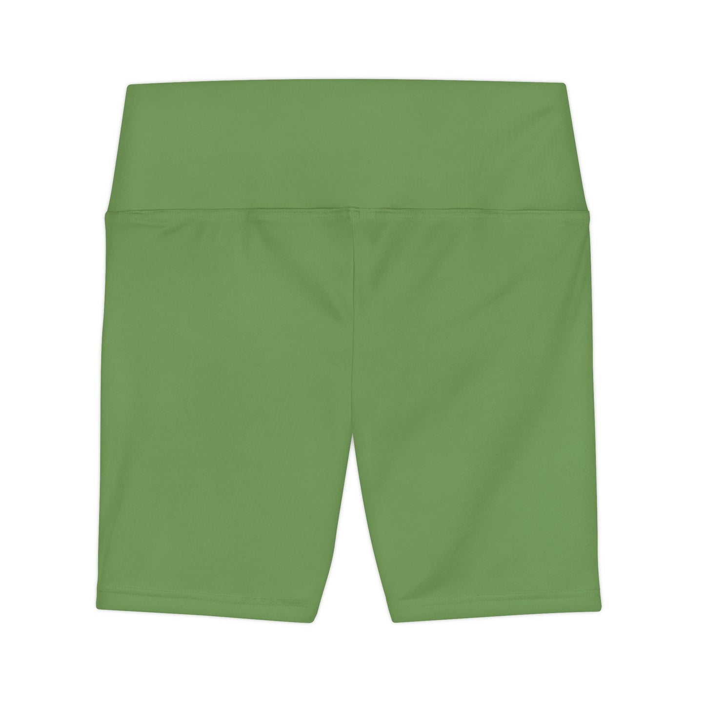 Sage Green Workout Shorts — Women's High-Waist Athletic Biker Shorts (Solid Green)