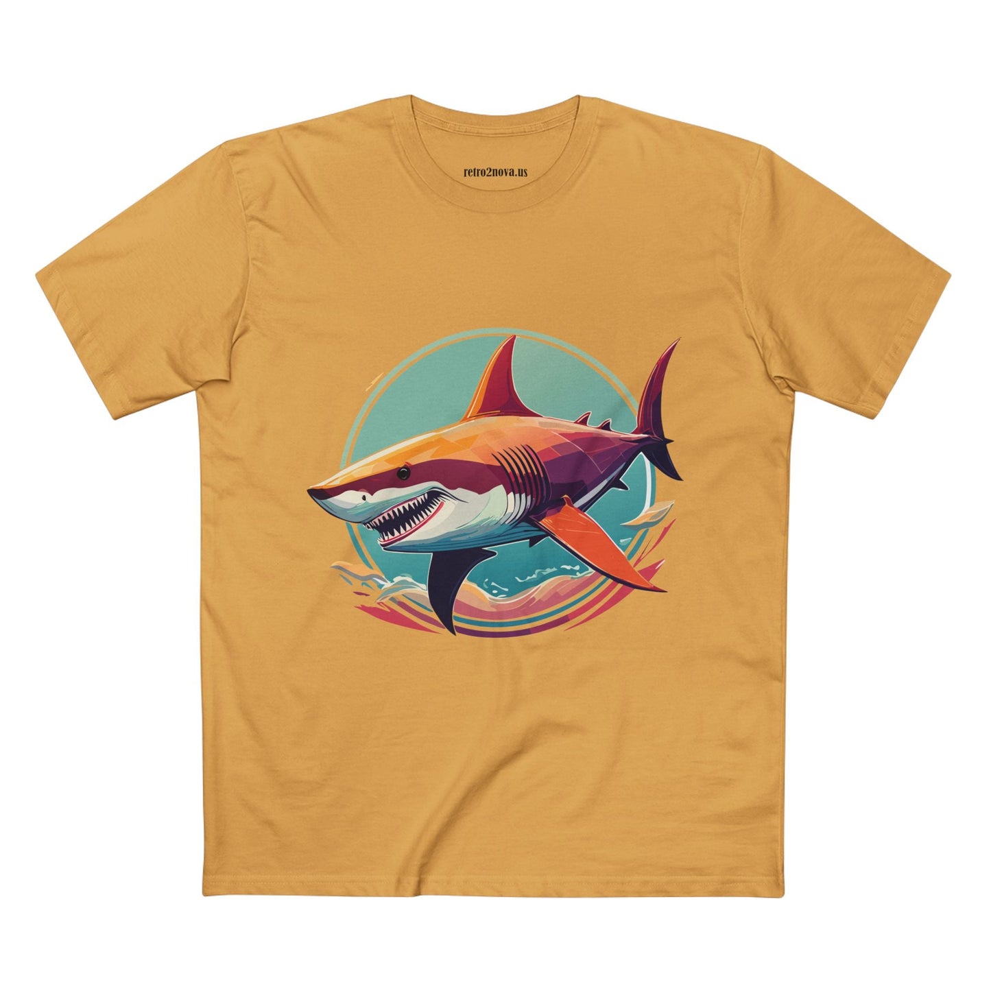 Unisex Animals Shark Shirt Premium Cotton Staple Tee With Original Art Design By Retro2Nova From Exclusive Art Collection