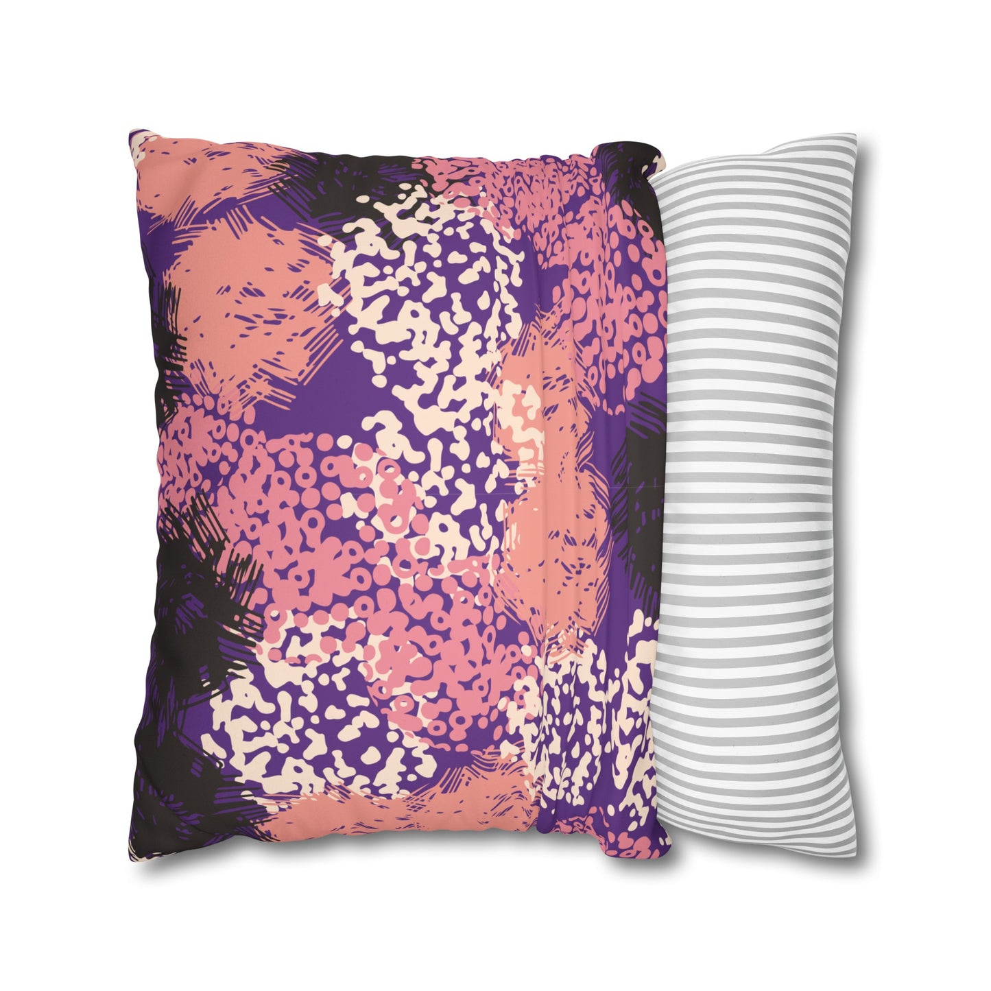 Faux Suede Pillowcase with Abstract print