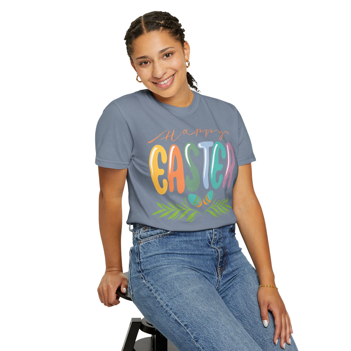Happy Easter T-Shirt, Tee Shirt with Easter Signature, T Shirt with Easter Prints, Tee Shirt with Easter Design