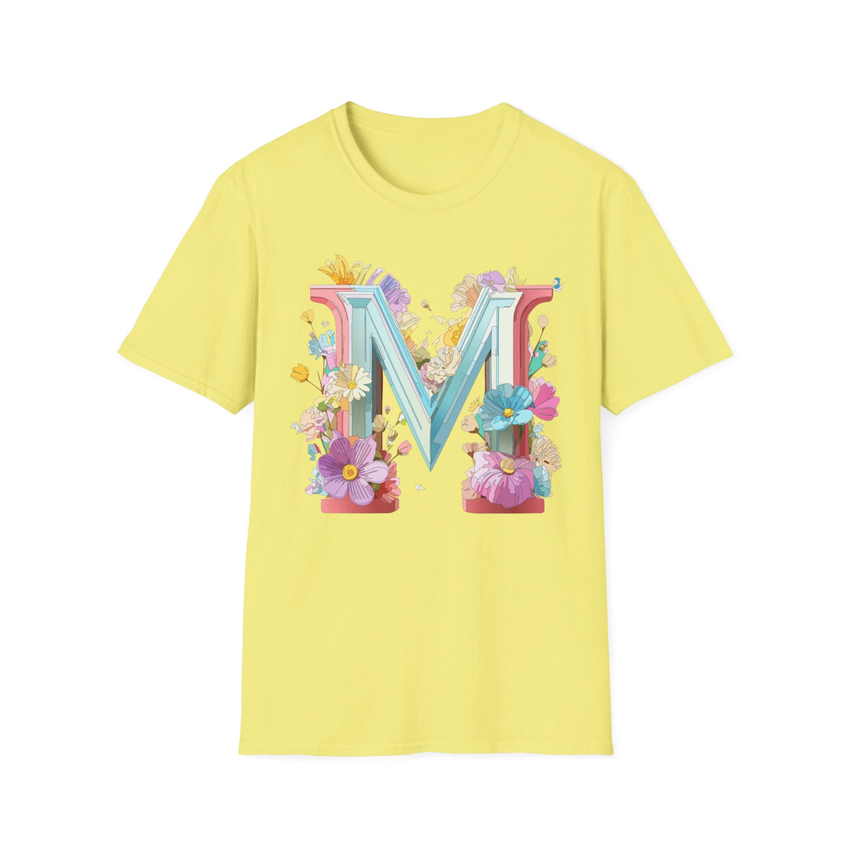 Floral Letter M T-Shirt | Monogram Initial Graphic Tee
