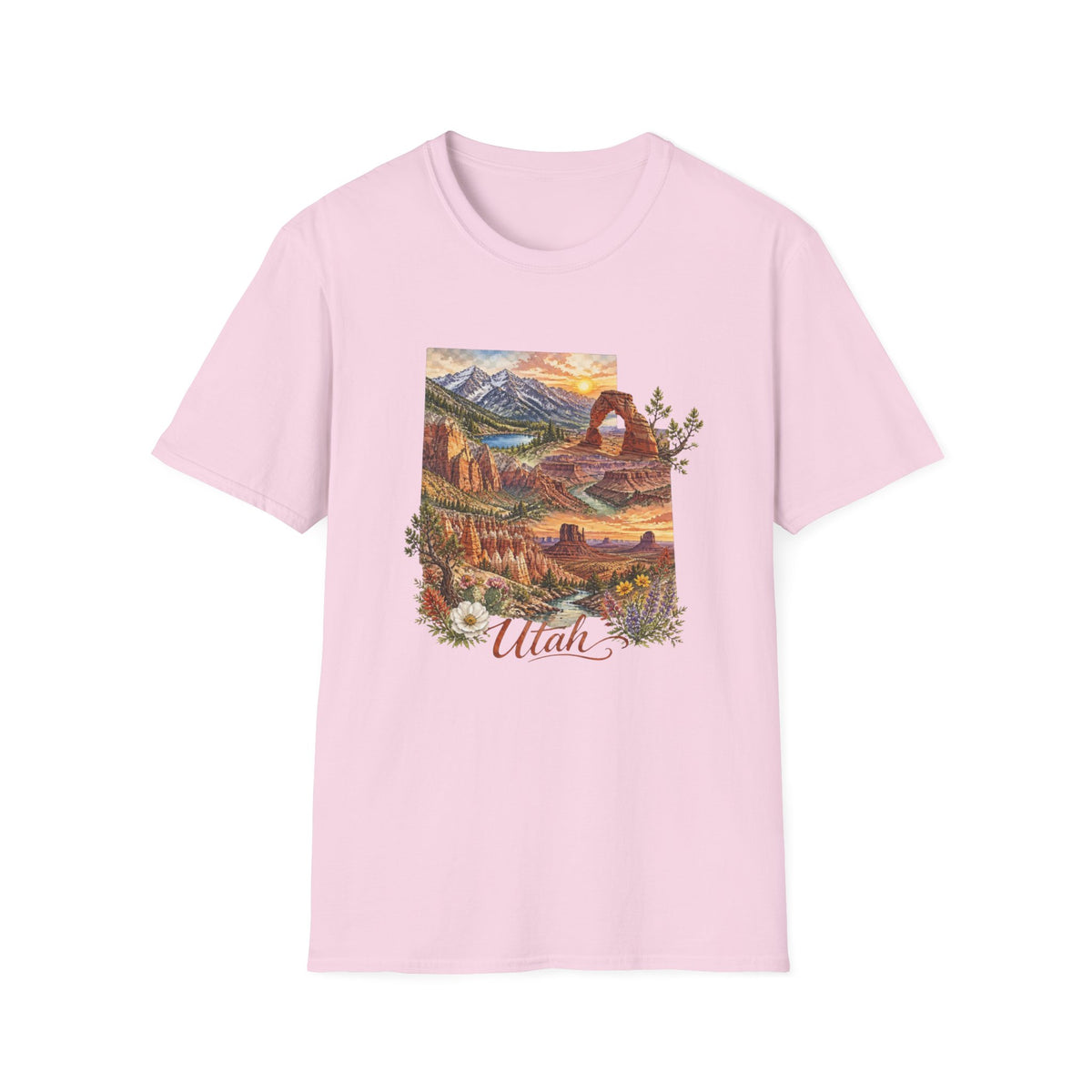Utah Scenic T-Shirt — Vintage National Park Landscape Tee Travel Tourist Graphic Design Unisex 100 Cotton Gildan T-Shirt