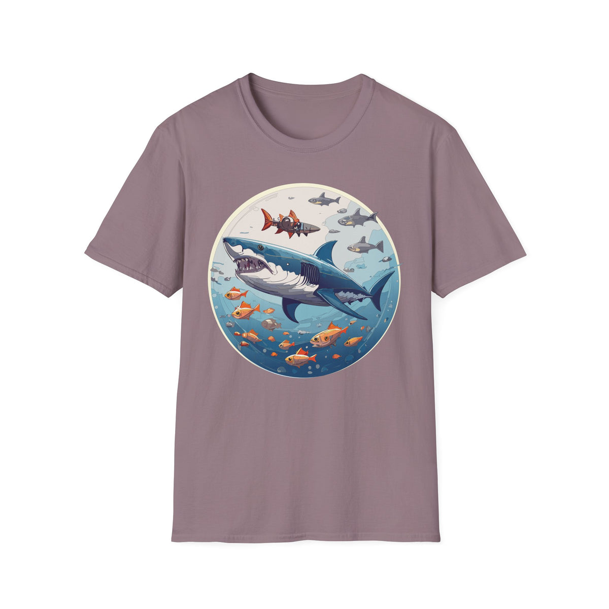 Great White Shark Circle Illustration T-Shirt | Ocean Sealife Sharks
