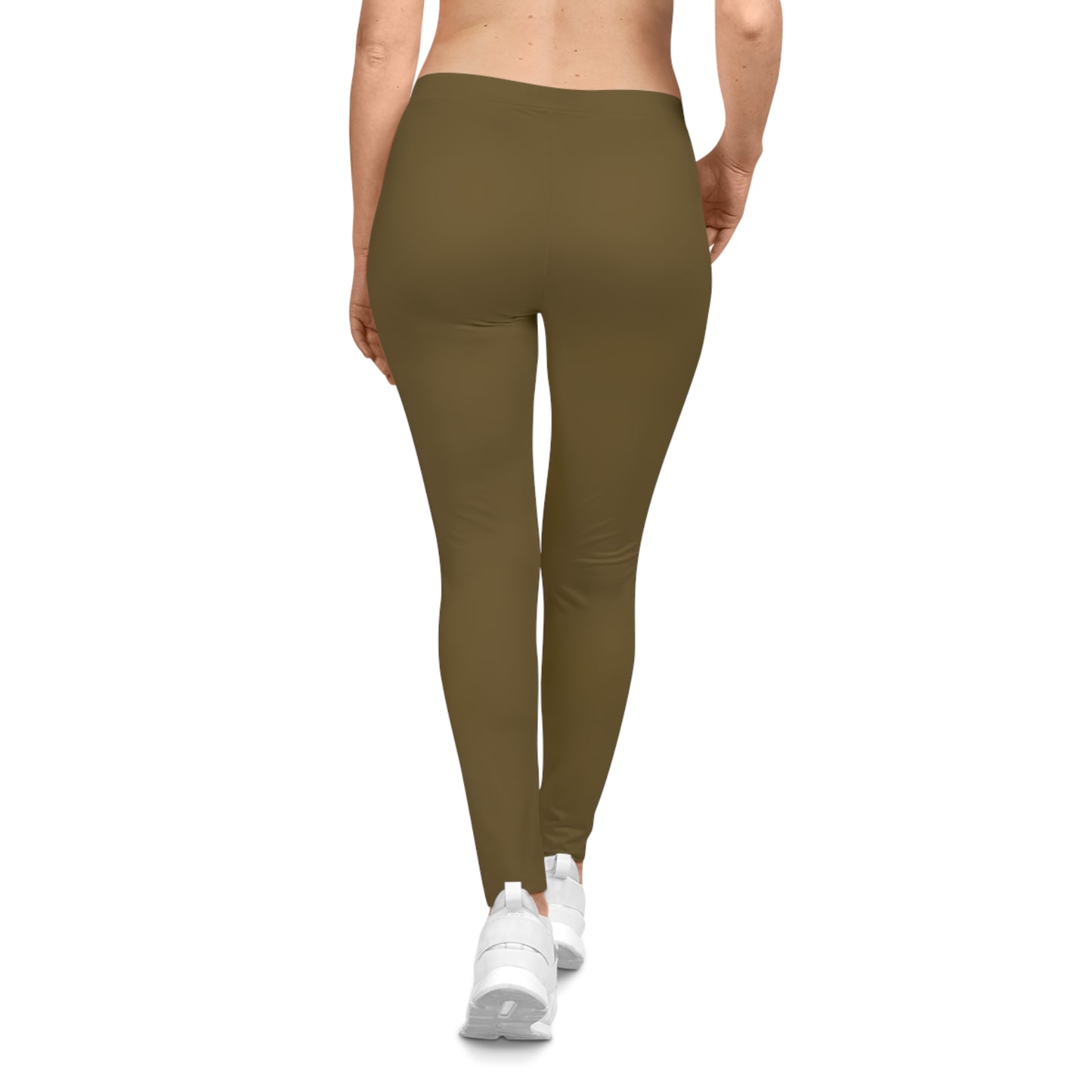 Olive Bark Color Women's Poly-Span Casual Leggings XS-2XL