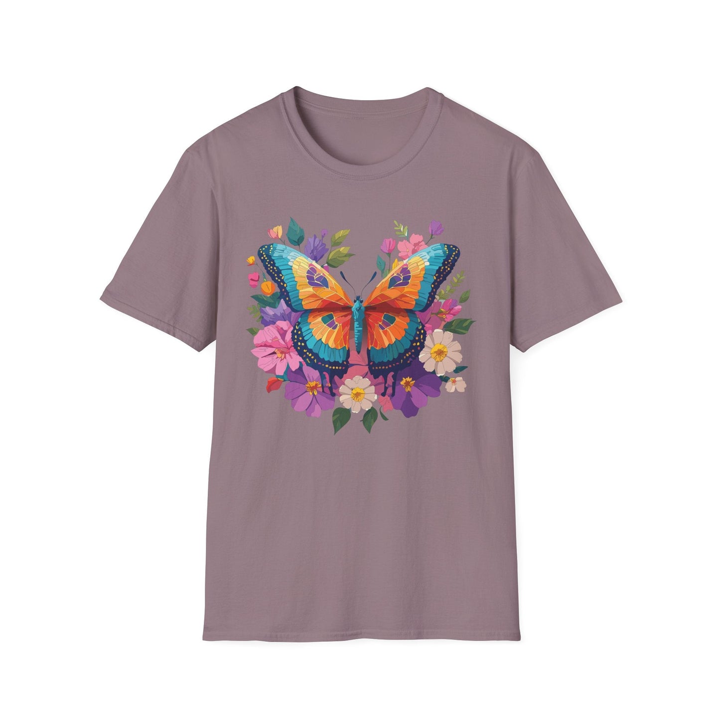 Butterfly Themed Unisex Softstyle T Shirt 100 Cotton Monarch Design Tee Gildan 64000