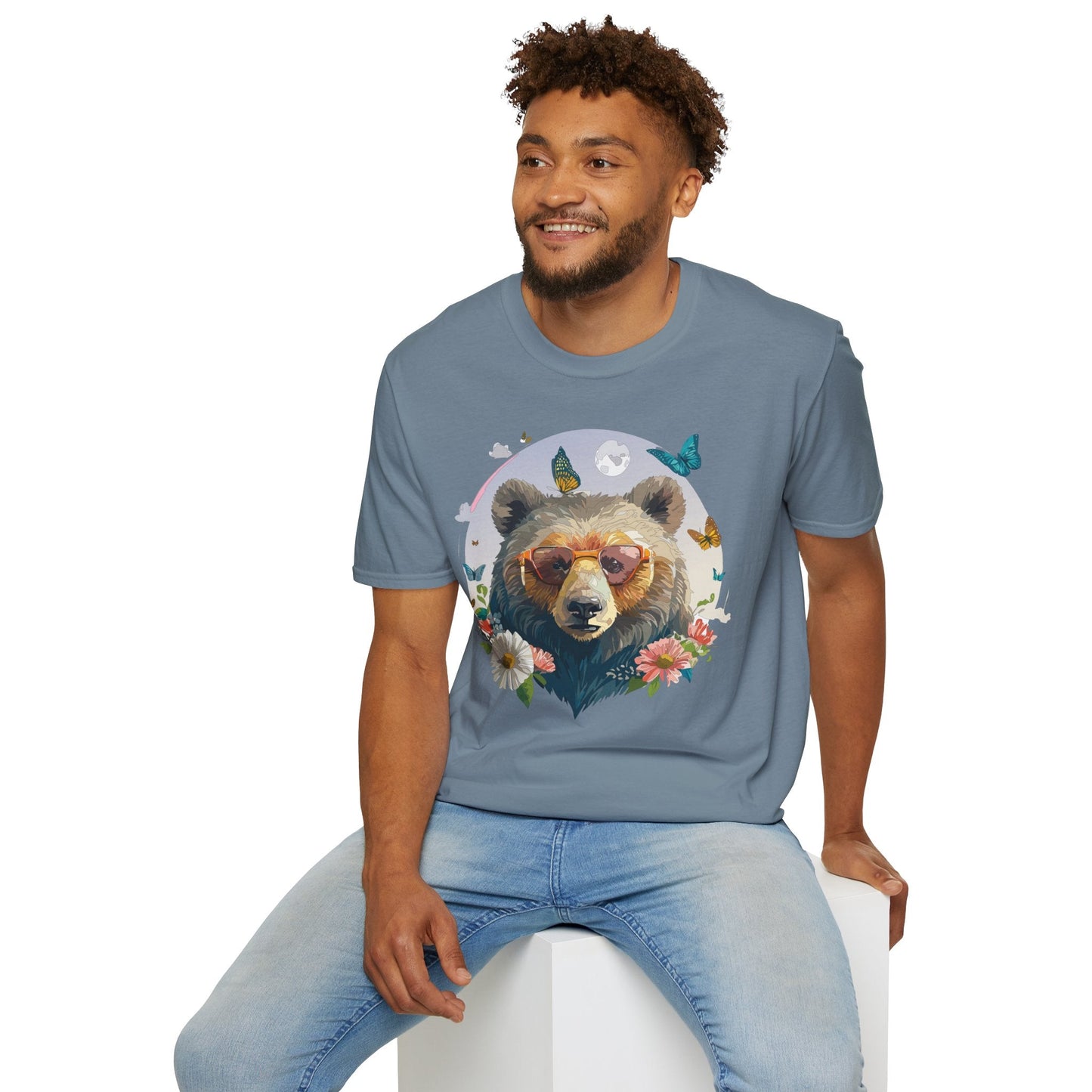Bear T Shirt Unisex Softstyle Tee 100 Percent Ring Spun Cotton Gildan 64000 Comfortable Wear