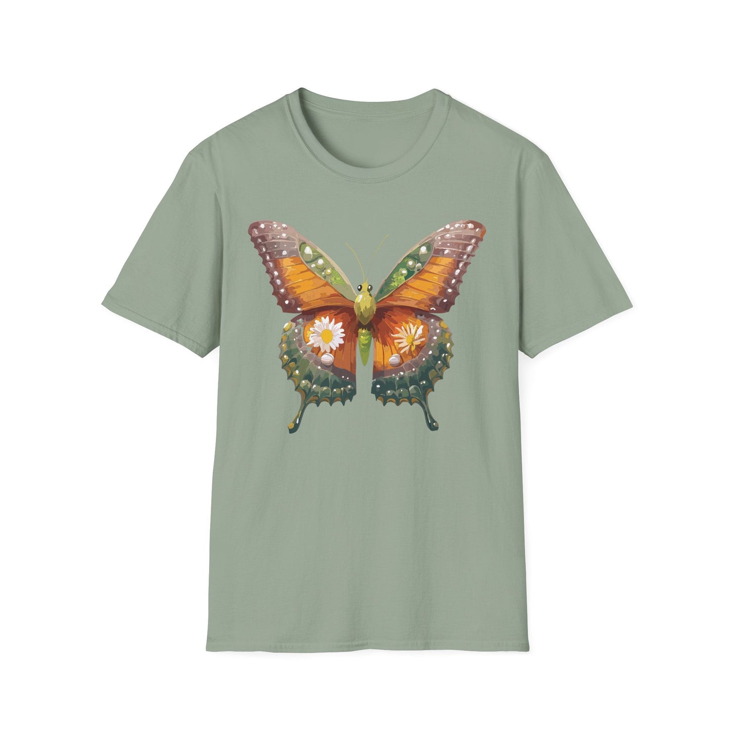 Butterfly T Shirt Unisex Monarch Shirt Gildan Softstyle 64000 100 Percent Ring Spun Cotton