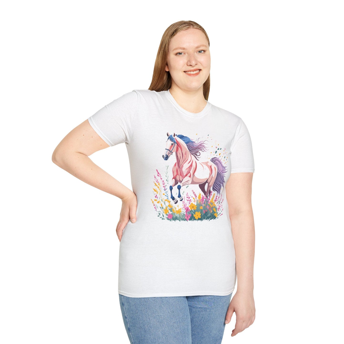 Horse Shirt Unisex Tee Animal Print Gildan Softstyle 64000 Ring Spun Cotton
