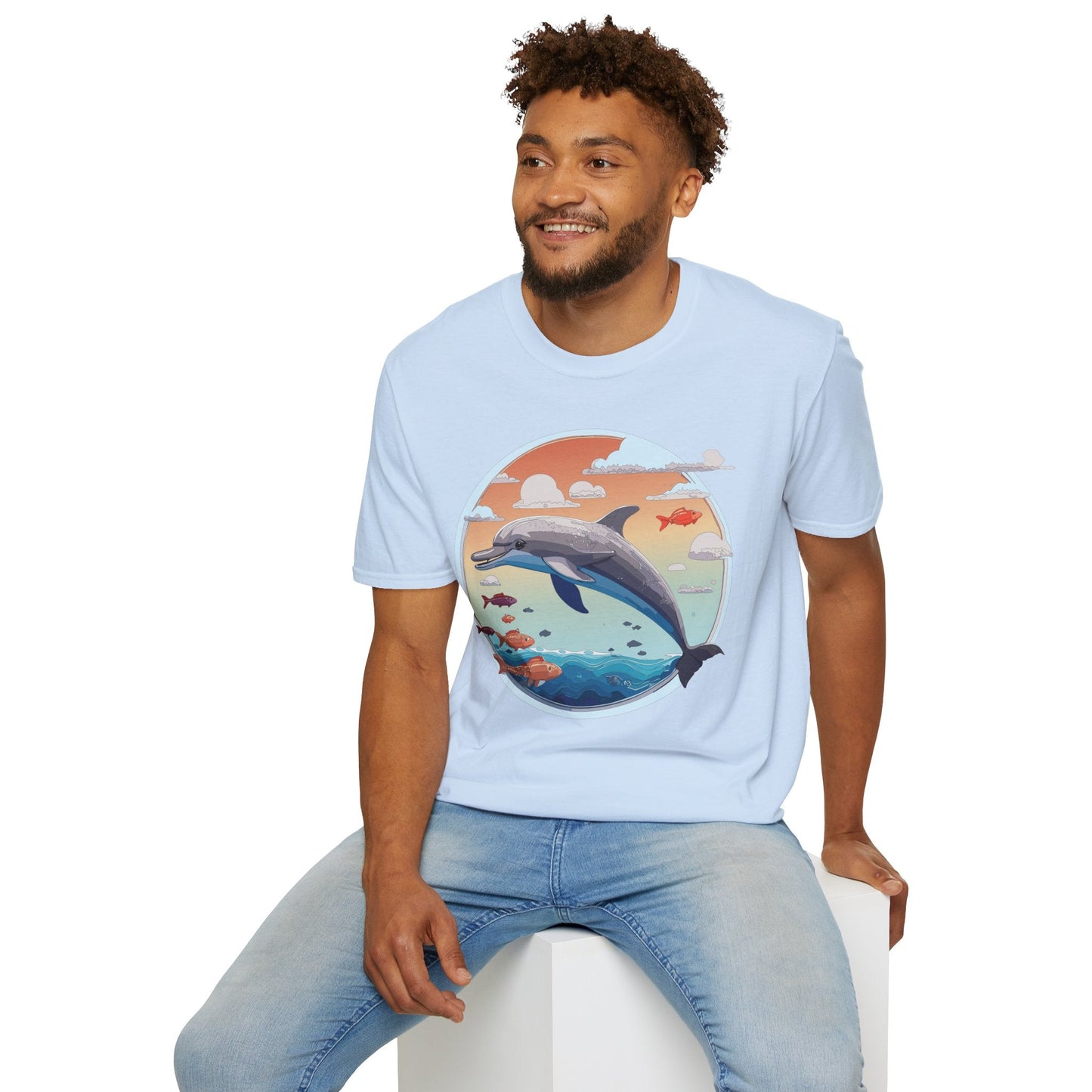 Dolphin Shirt Unisex Gildan Softstyle Cotton Tee For Men Women Dolphin Fish Animal Shirt