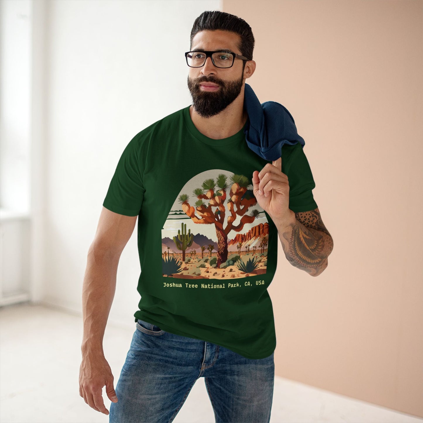 Joshua Tree Travel Shirt Unisex Premium Cotton Tee With Original Art Design Retro2Nova