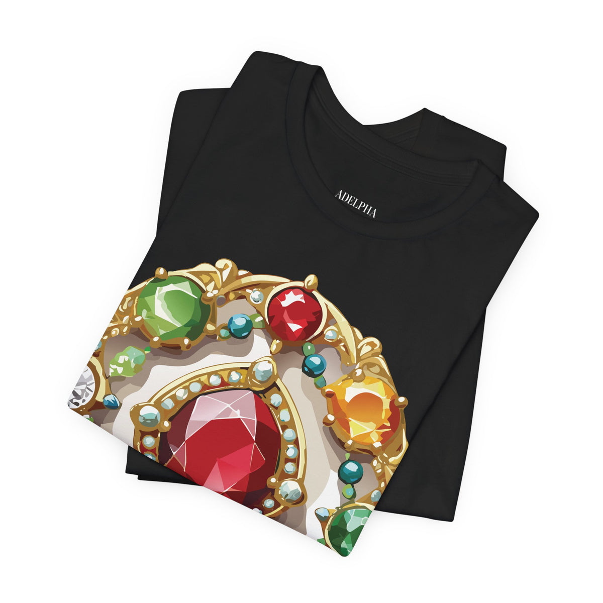 Jewelry Graphic Unisex Cotton Bella+Canvas Tee with Gemstones Art Design m47