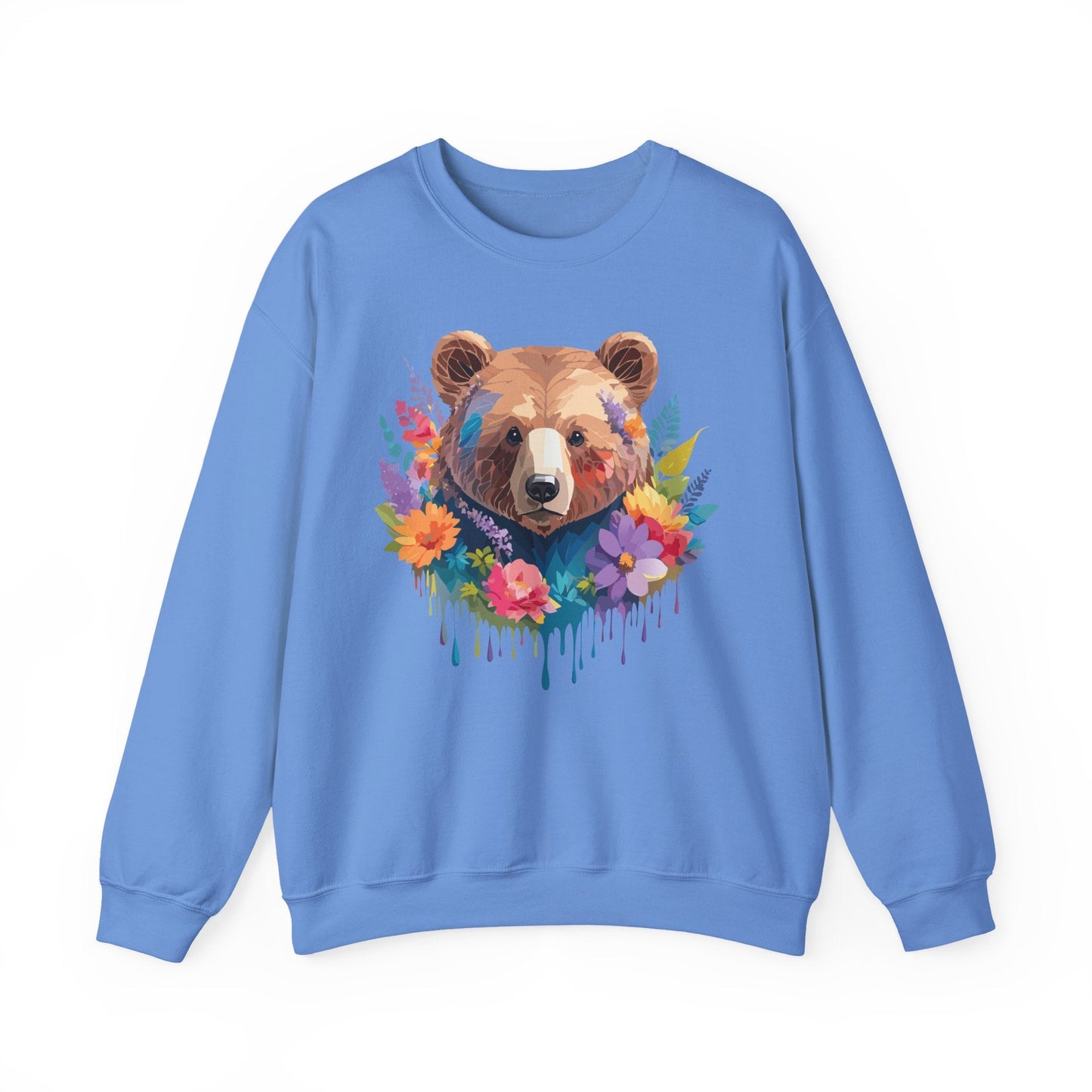 Unisex Floral Bear Sweatshirt Art Design Animals Gildan 18000 Crewneck