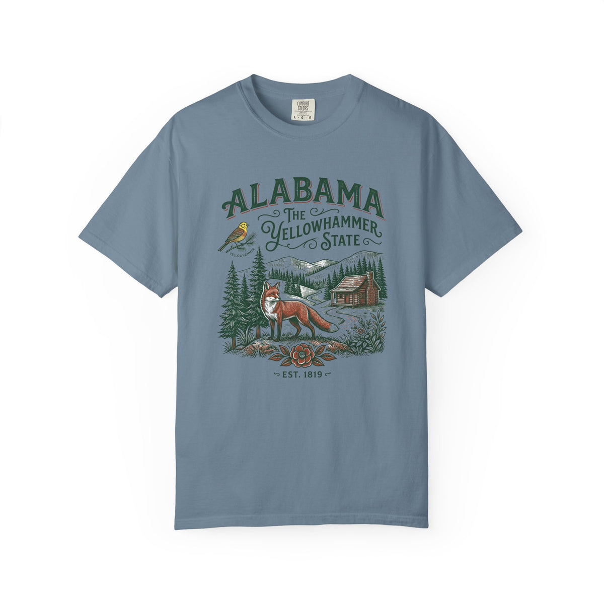 Alabama Graphic Unisex Heavyweight Garment-Dyed Travel Tourist Graphic Gift Tee Unisex 100 Cotton Comfort Colors T-Shirt