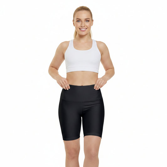 Onyx Black Women's Workout Shorts — High-Waist Black Biker Shorts for Gym, Yoga & Everyday Activewear