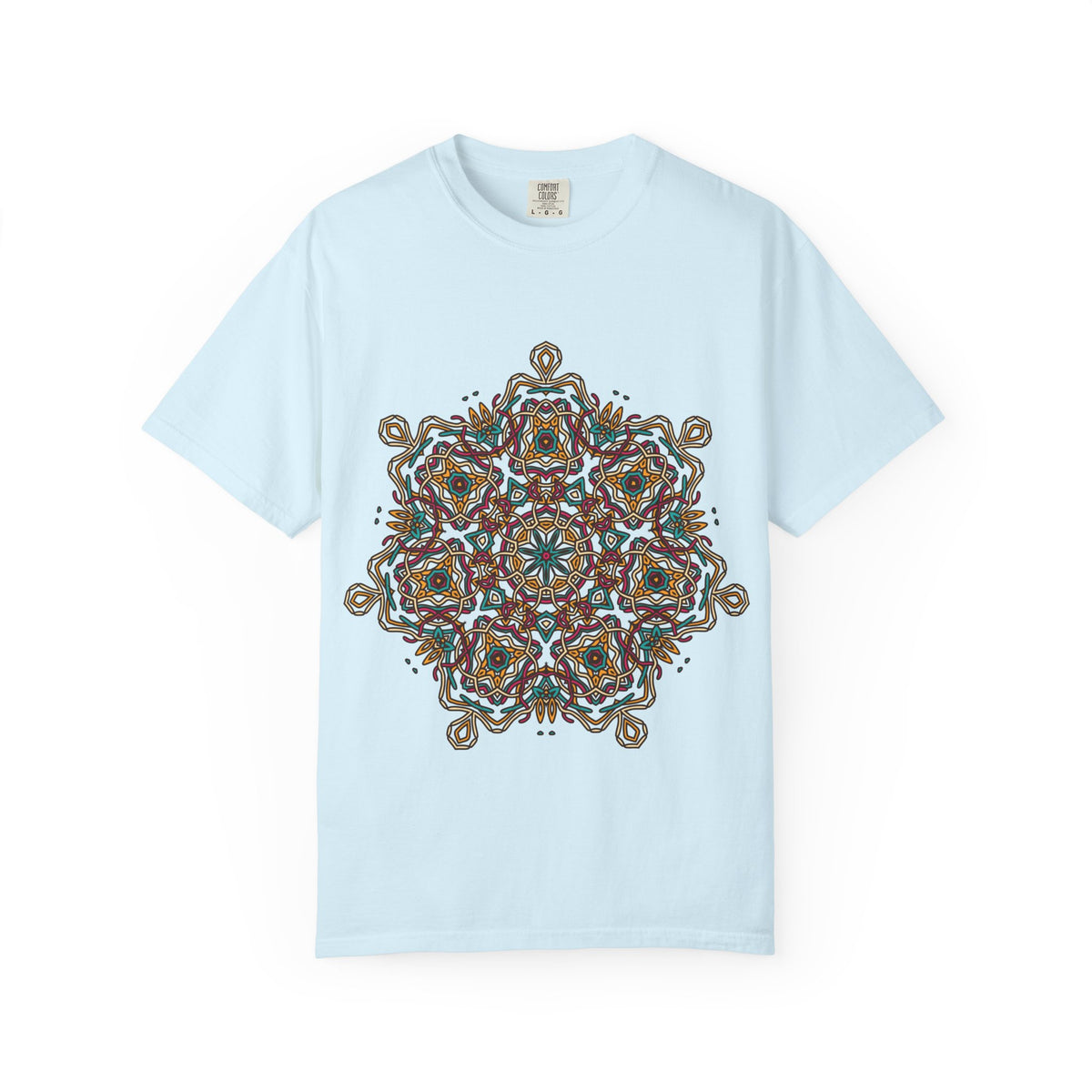 Unisex Garment Dyed Cotton T-Shirt with Mandala Graphic Design