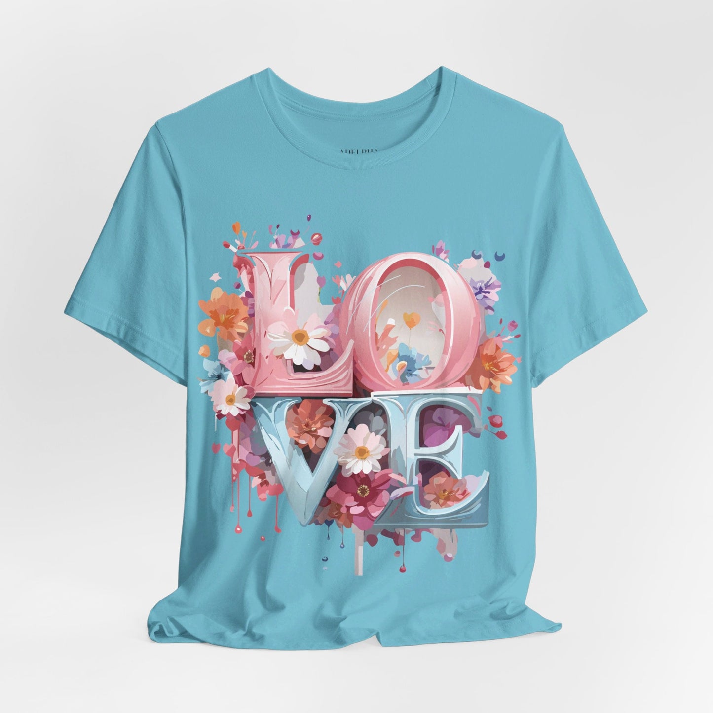 Valentine Day Graphic Unisex 100 Cotton Vintage Artwork with Love and Flower Design Tee 45