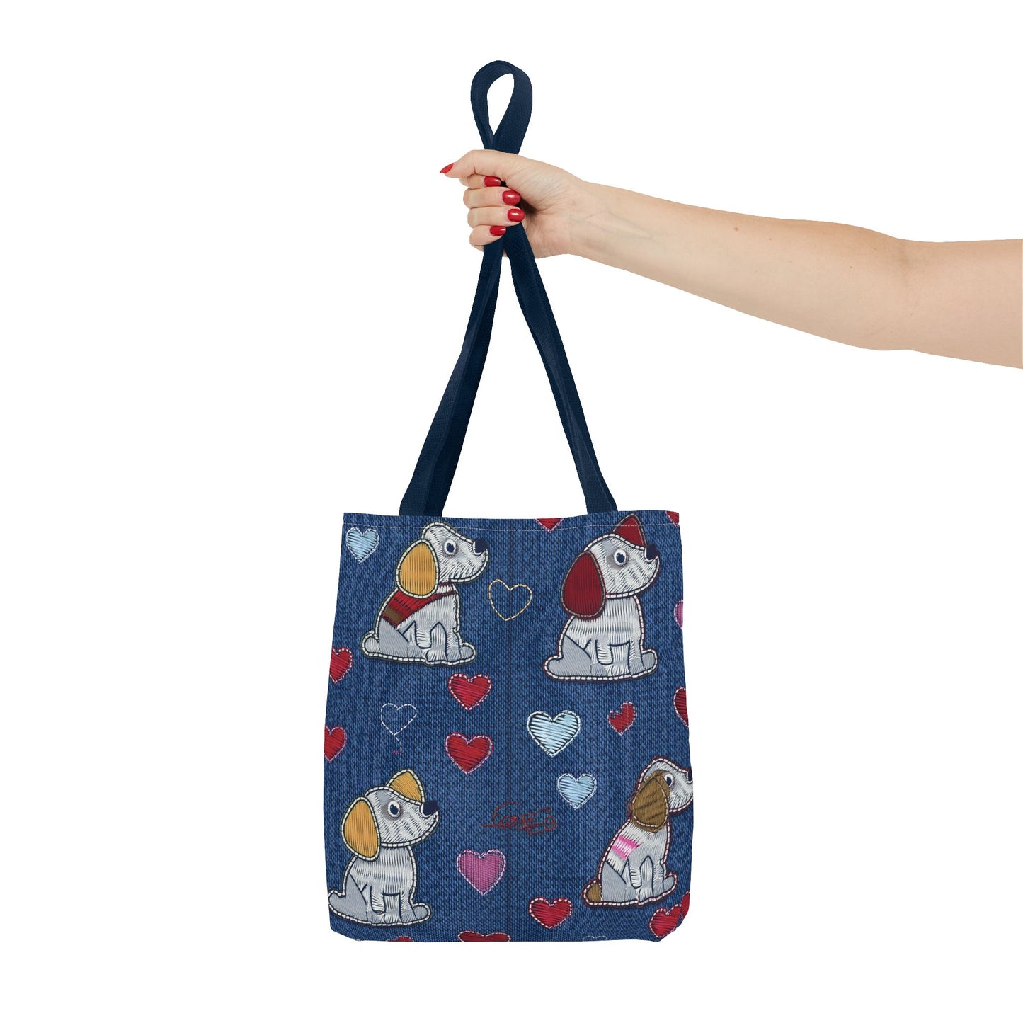 Love Day Graphic Design Denim Fabric Imitation Print Unisex Canvas Bag POLY 3 Sizes Tote Bag 201-15