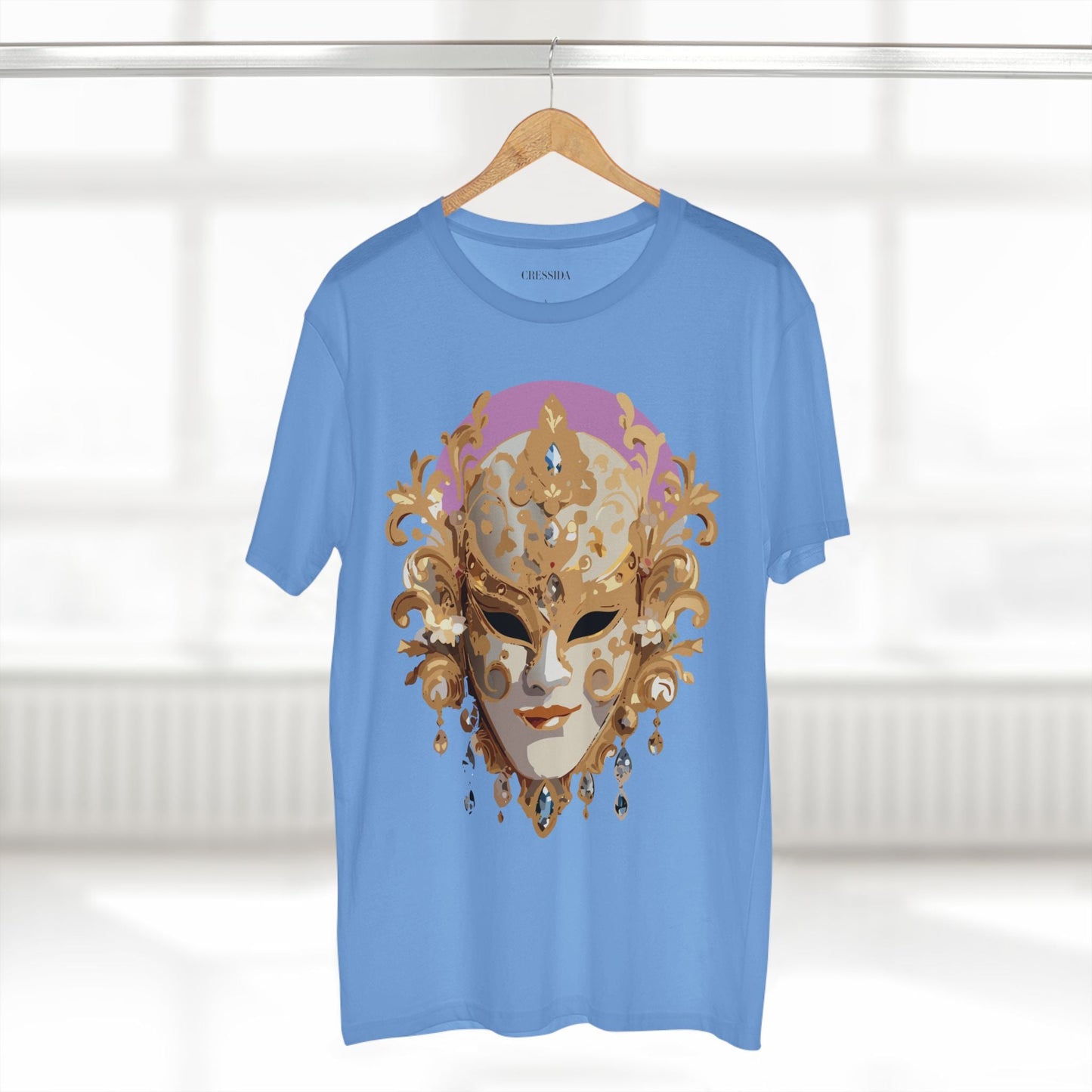 Carnival Mask Graphic T-Shirt Unisex 100 Cotton With Antique Gold Art Design Tee 10