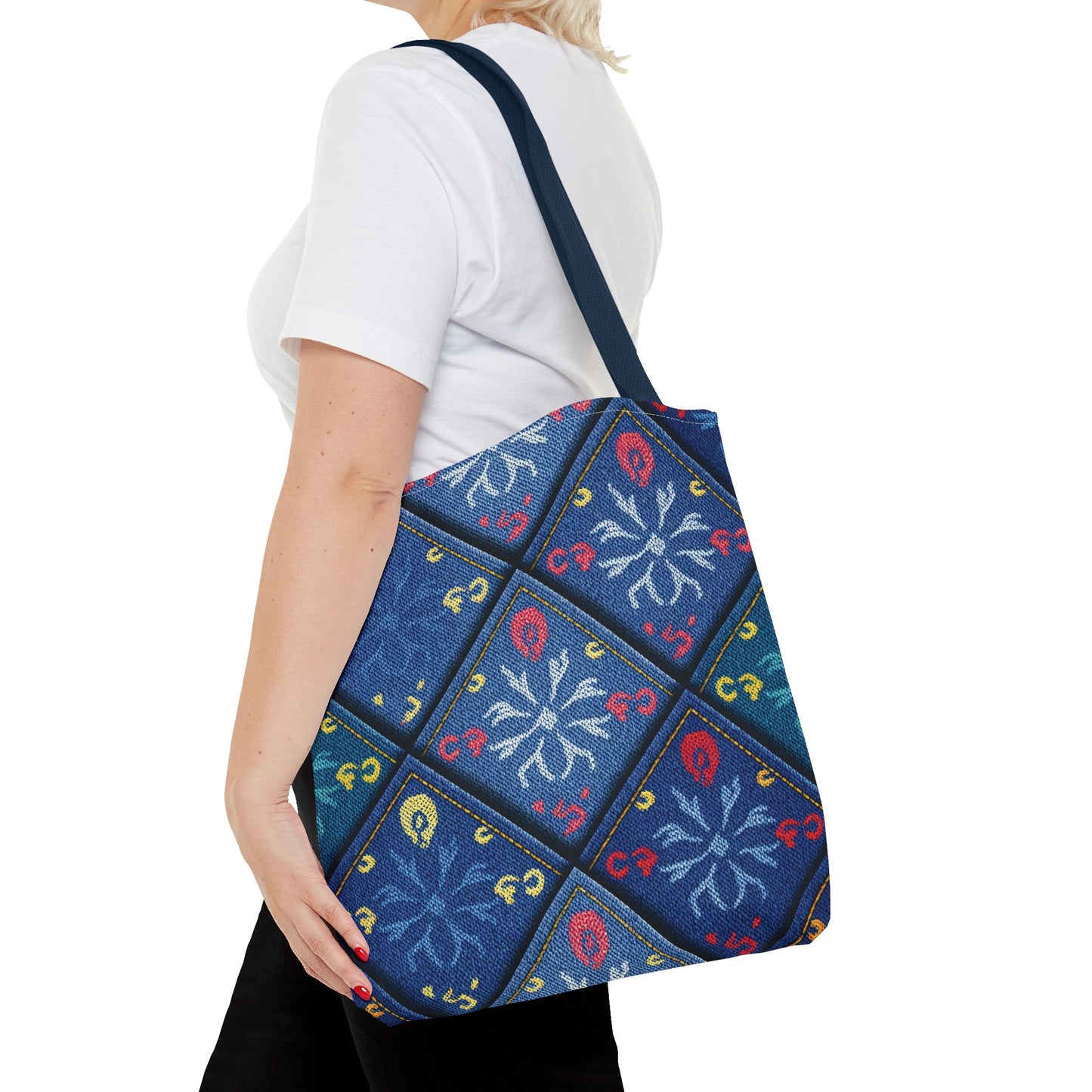 DIWALI DENIM PRINT CANVAS BAG HIGH-QUALITY 100% SPUN POLY 3 SIZES BAG-205-8