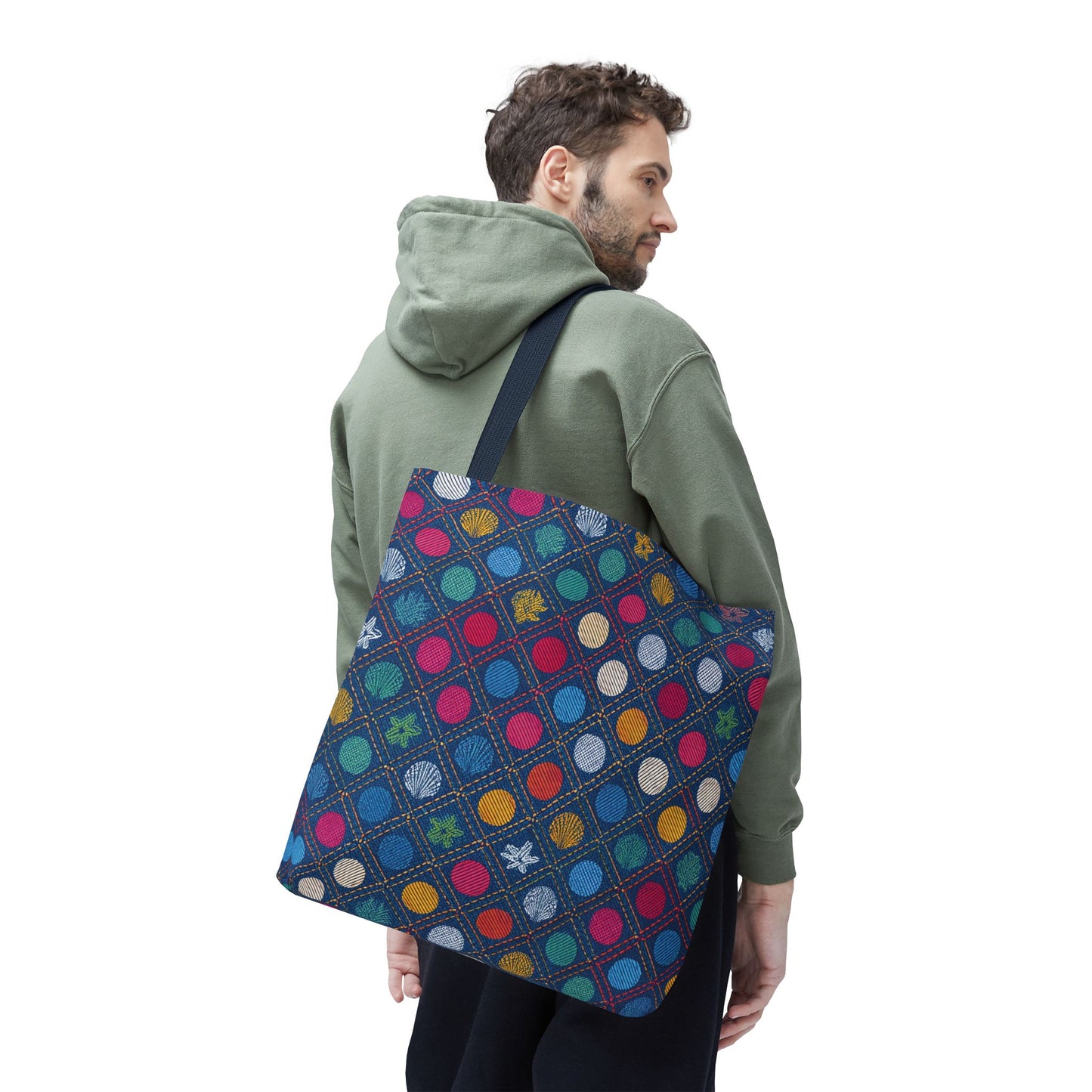 Denim Fabric Imitation Print Unisex Canvas Bag Poly Spun 3 Sizes Tote Bag 182-6