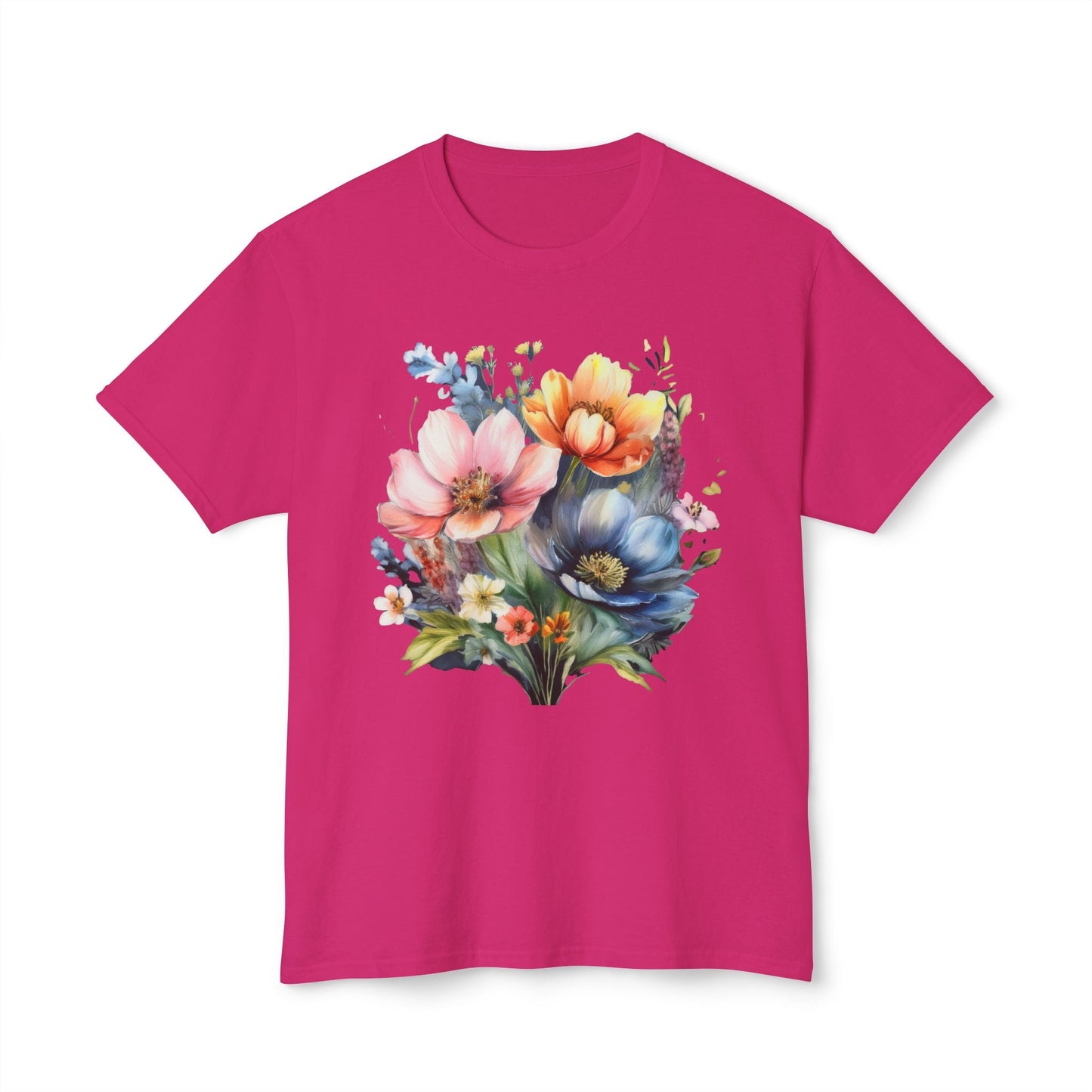 Floral T Shirt With Full Color Art Print Unisex HD Cotton Designed And Printed In USA