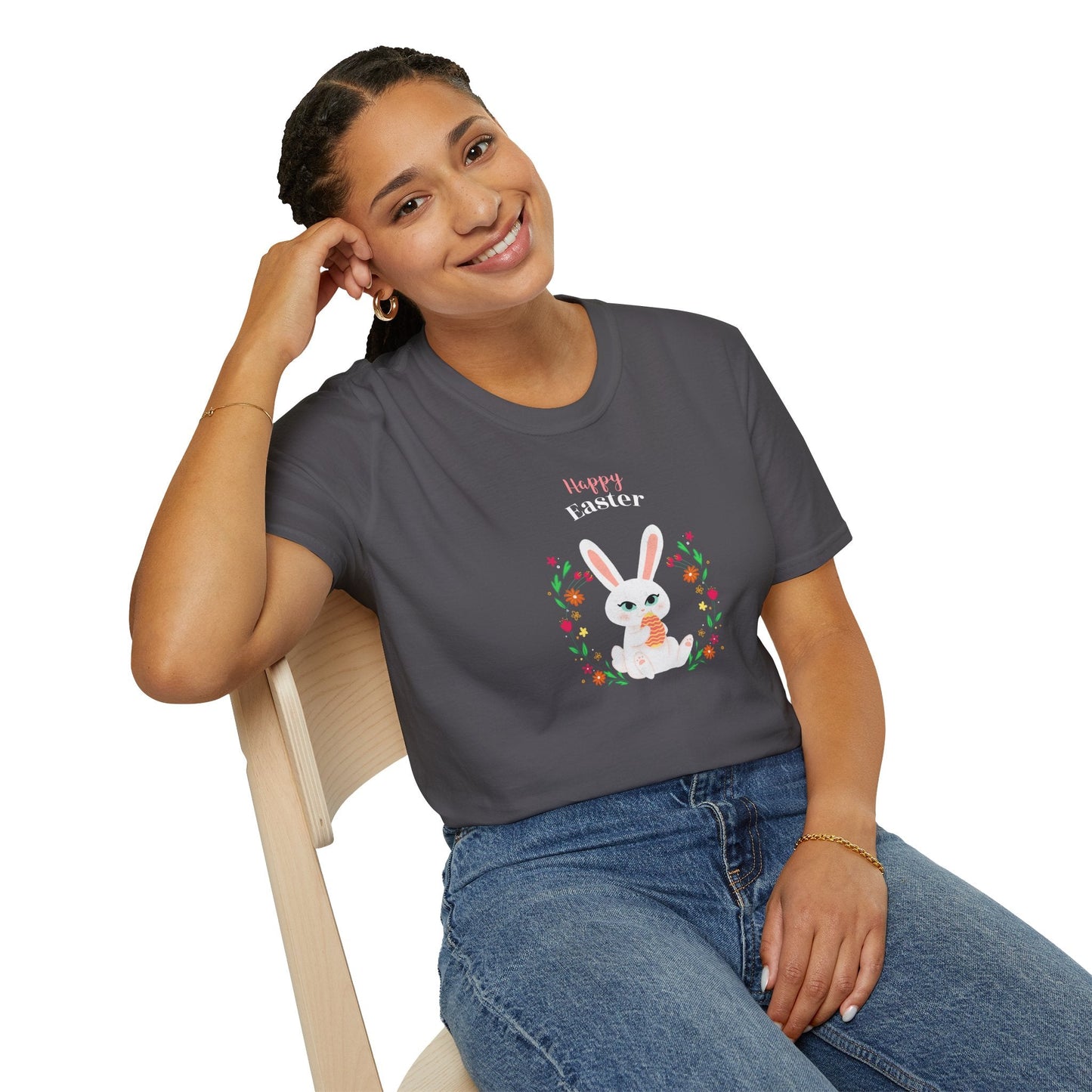 Easter Bunny T Shirt Unisex Gildan Softstyle Tee 100 Percent Ring Spun Cotton Easter Design