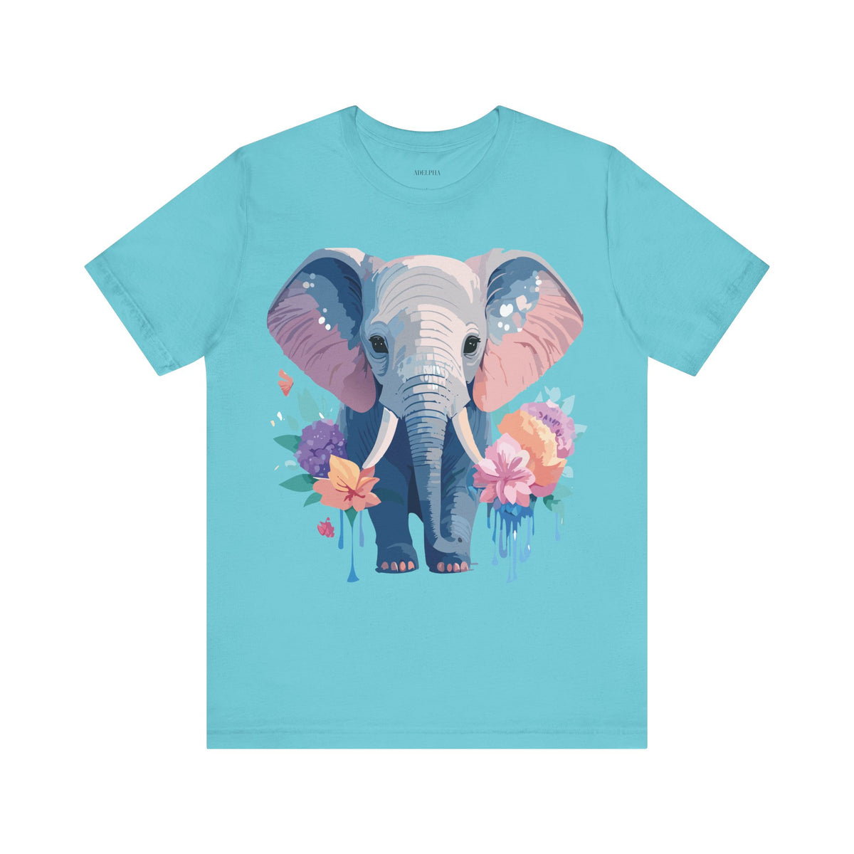 Elephant Graphic Unisex Cotton Bella+Canvas Tee with Art Animal Design e129