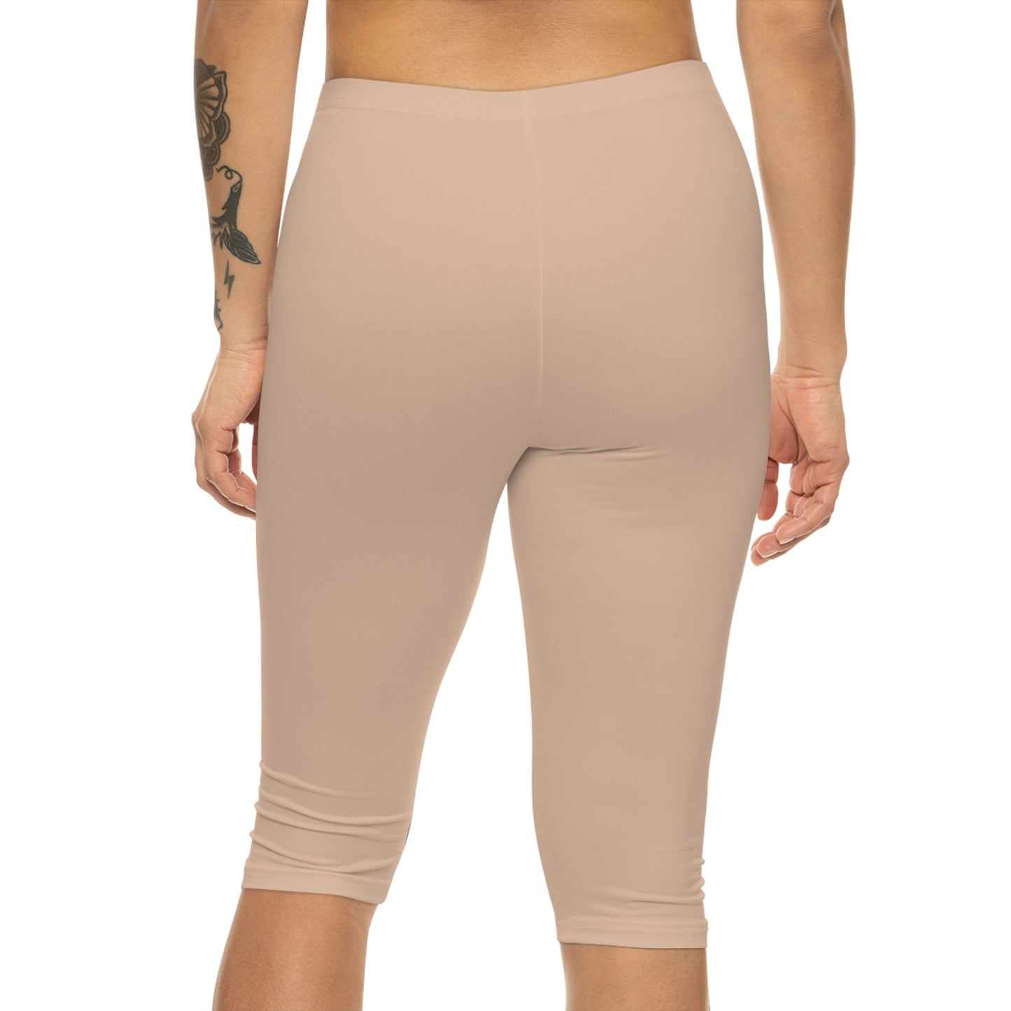 Desert Sand Color Women's Brushed Suede Poly Span Casual Capri Leggings XS-2XL