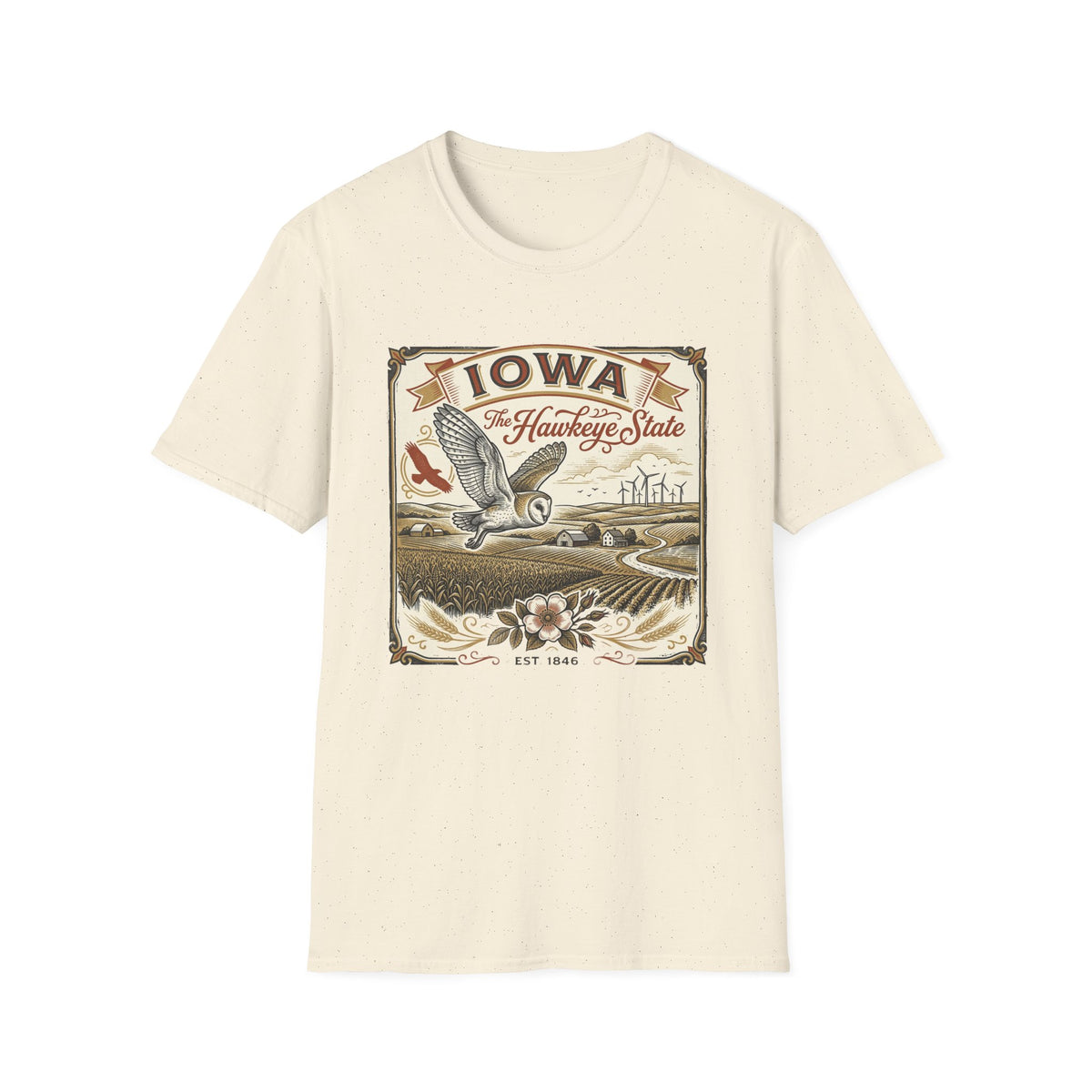 Iowa Hawkeye State Vintage Travel Tourist Graphic Design Unisex 100 Cotton Gildan T-Shirt