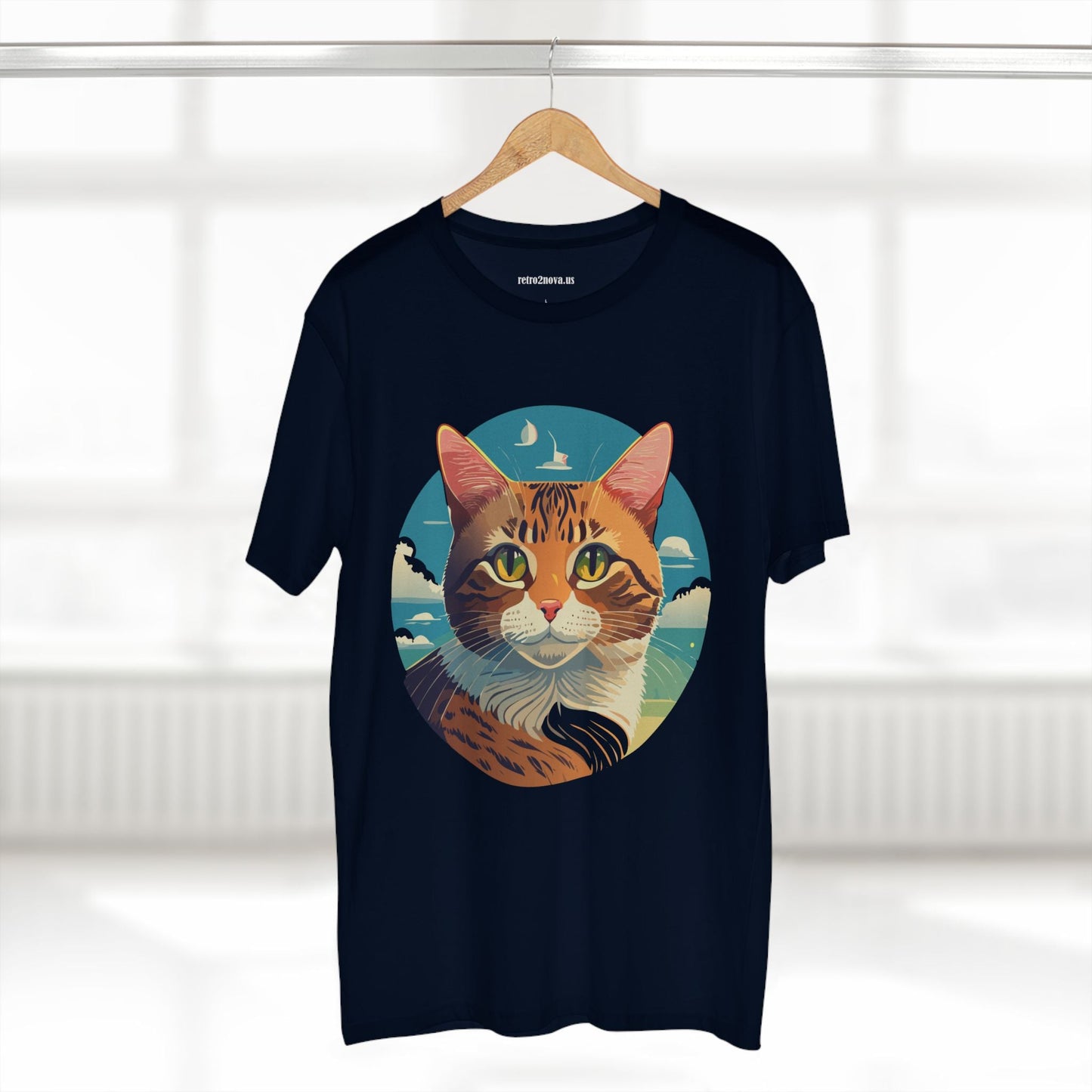 Unisex Premium Cotton Staple Tee With Original Cat Art Design Featuring Retro2Nova Logo And Everyday Comfort