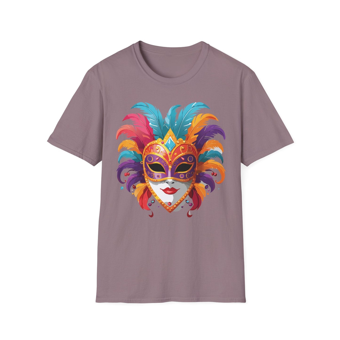 Unisex Gildan Softstyle Mask Tee Shirt With Art Design Casual Everyday Wear Masquerade Tee
