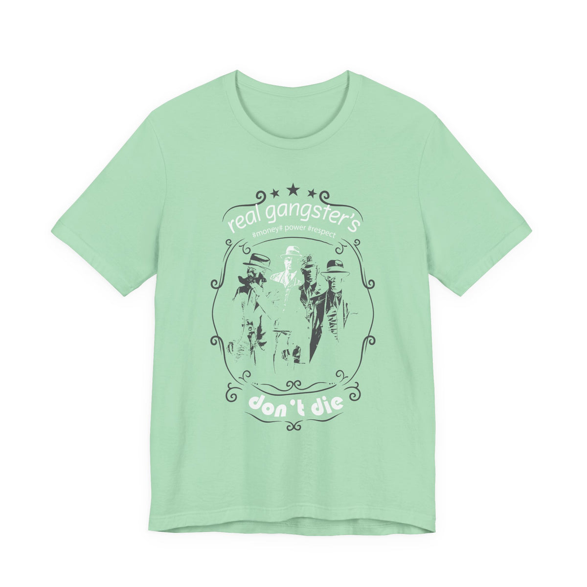 Real Gangsters Don't Die T-Shirt Vintage Outlaw Illustration Retro Biker Tee A-3