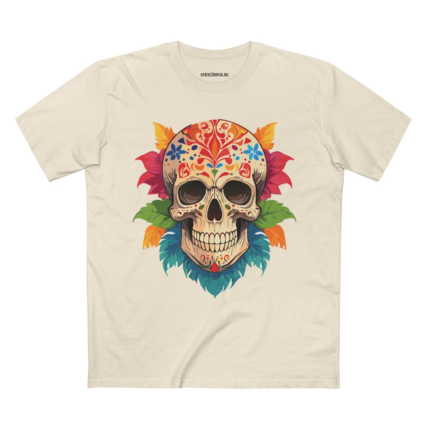 Unisex Skull Shirt With Original Art Design By Retro2Nova Premium Cotton Tee SS-5