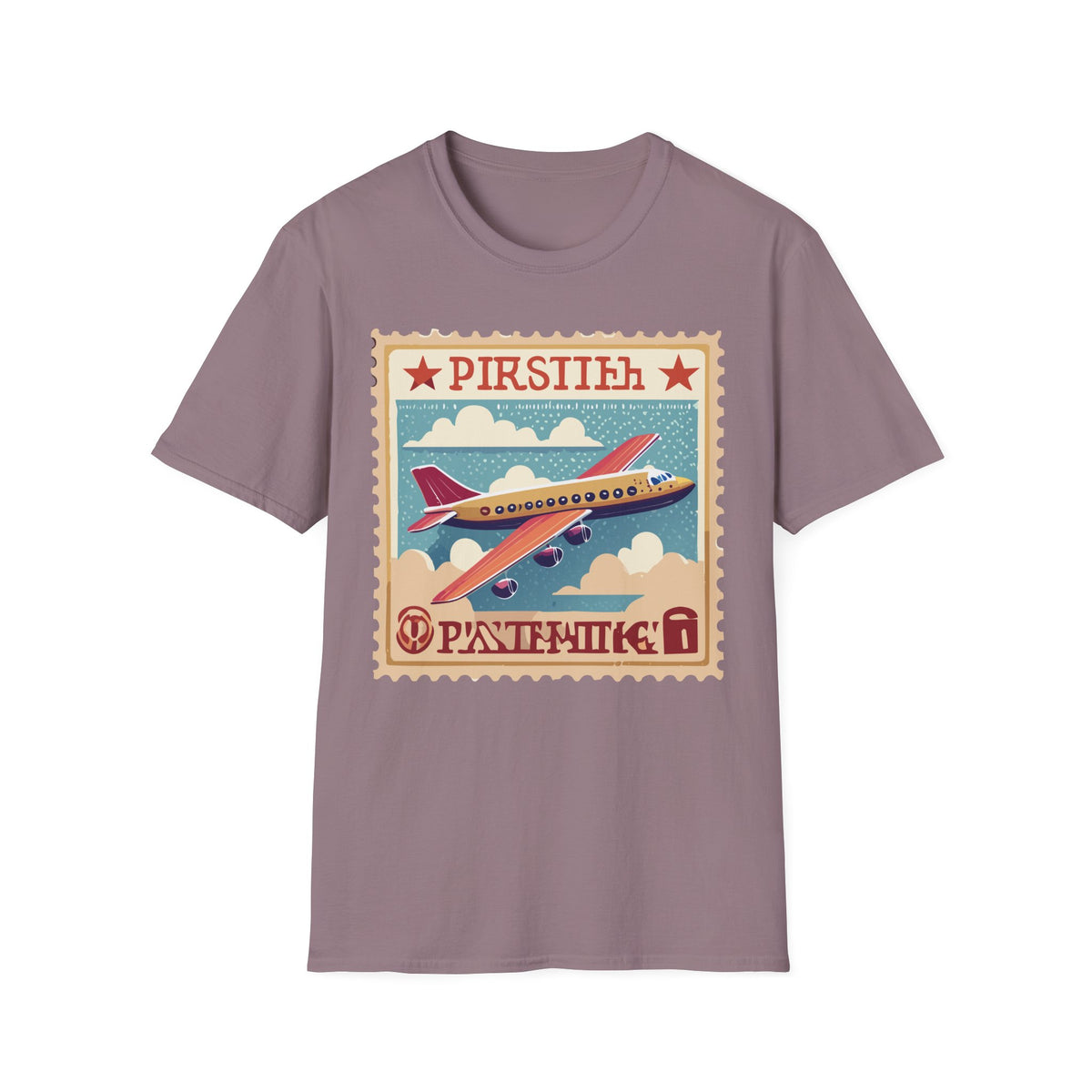 Vintage Airplane Stamp design T-Shirt | Retro Travel Plane Graphic Tee