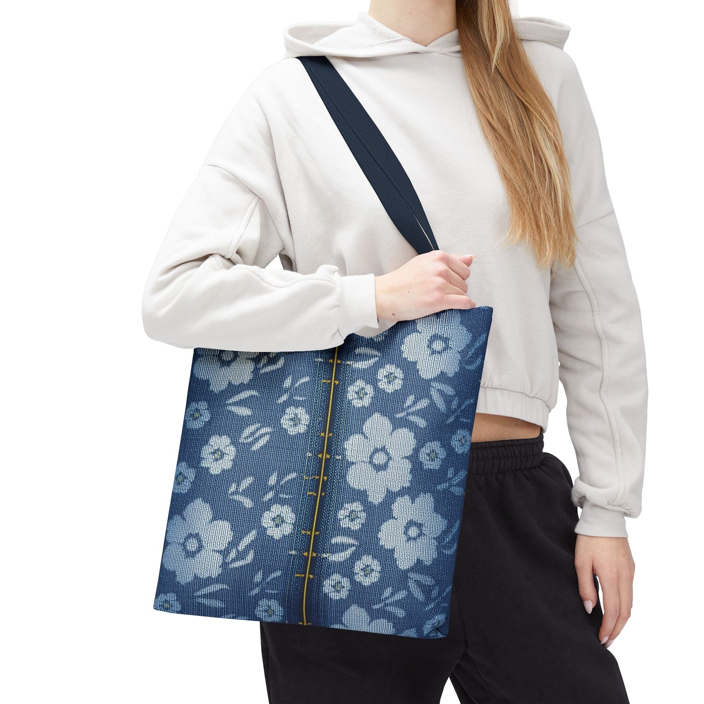 Denim Fabric Imitation Print Unisex Canvas Bag Poly Spun 3 Sizes Tote Bag 118