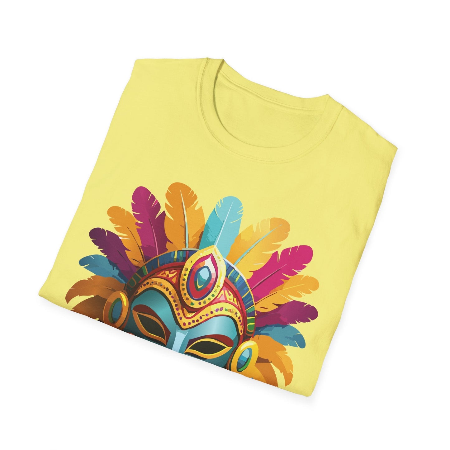 Mask Tee Shirt Unisex Short Sleeve Graphic Tee Masquerade Design 100 Percent Ring Spun Cotton