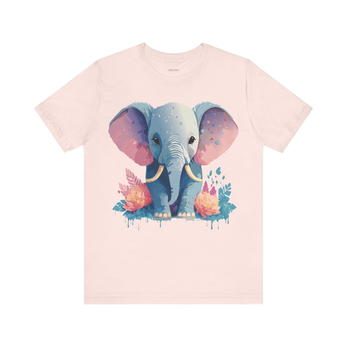 Elephant Graphic Unisex Cotton Bella+Canvas Tee with Art Animal Design d17