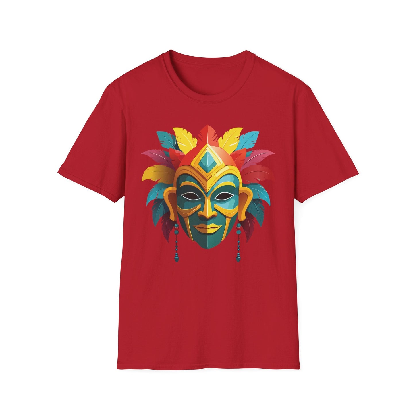 Unisex Mask Tee Shirt Gildan Softstyle 64000 Cotton Masquerade Design For Everyday Wear