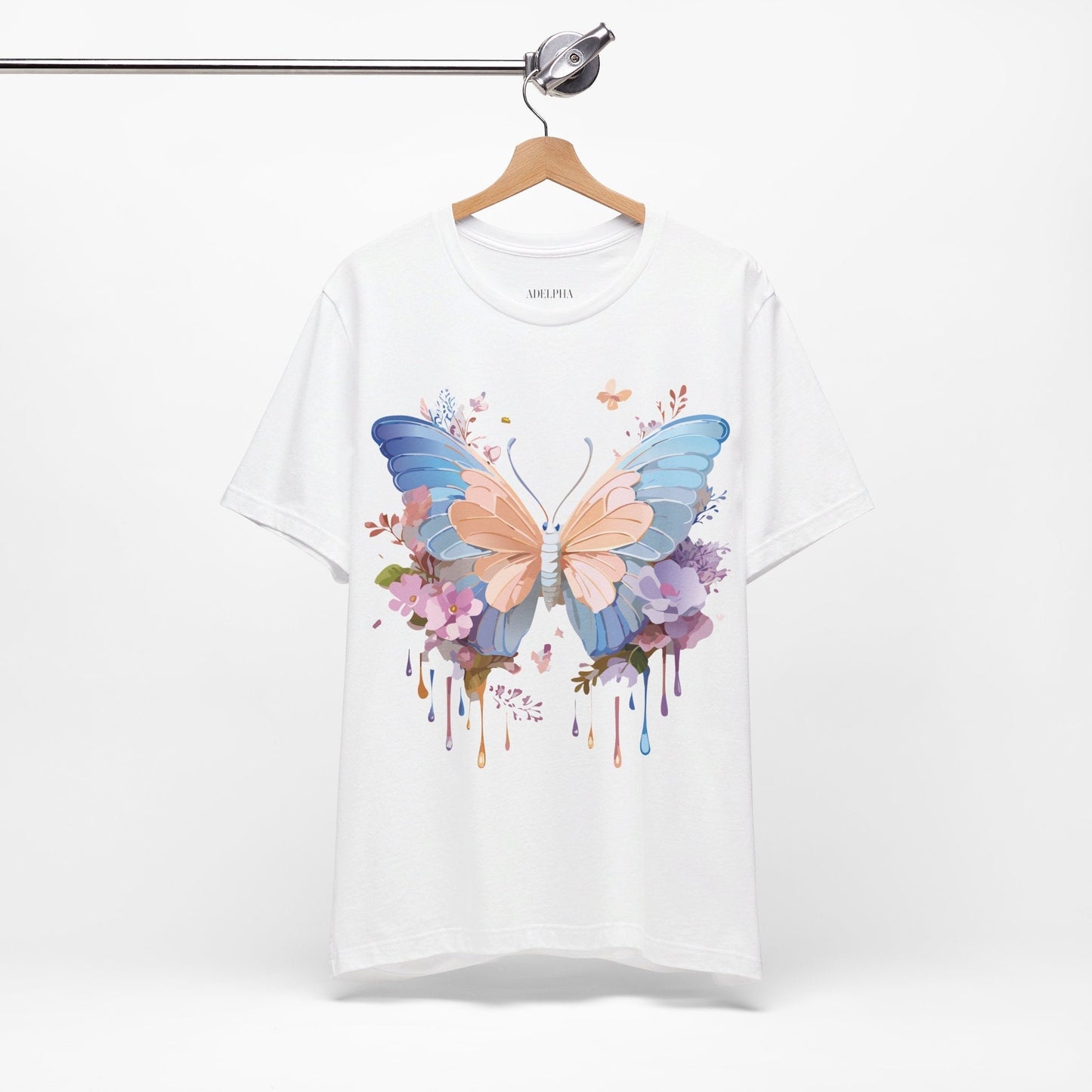 Butterfly Graphic Unisex 100 Cotton Lightweight Vintage Floral Design Jersey Tee 24