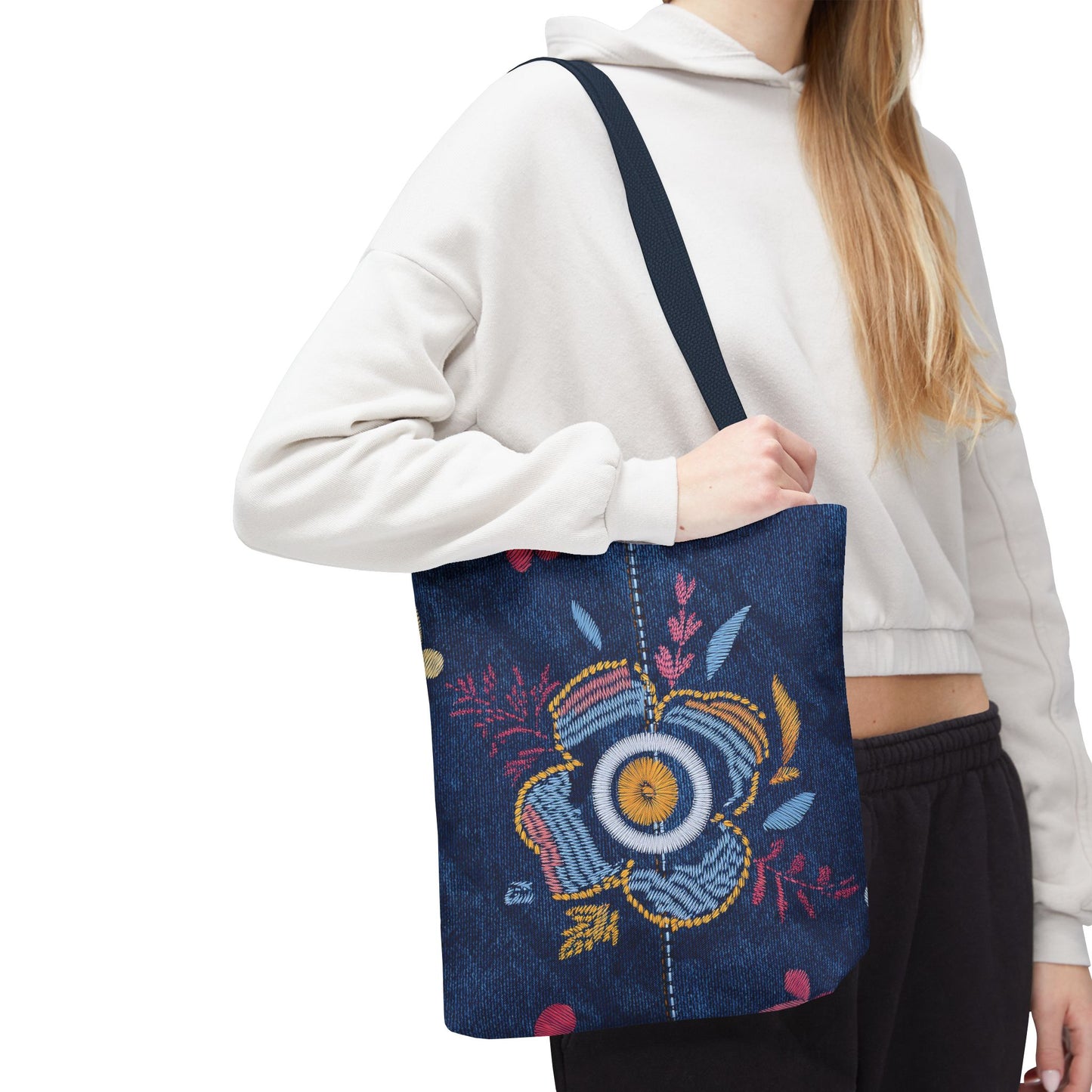 Denim Fabric Imitation Print Unisex Canvas Bag Poly Spun 3 Sizes Tote Bag 159-9