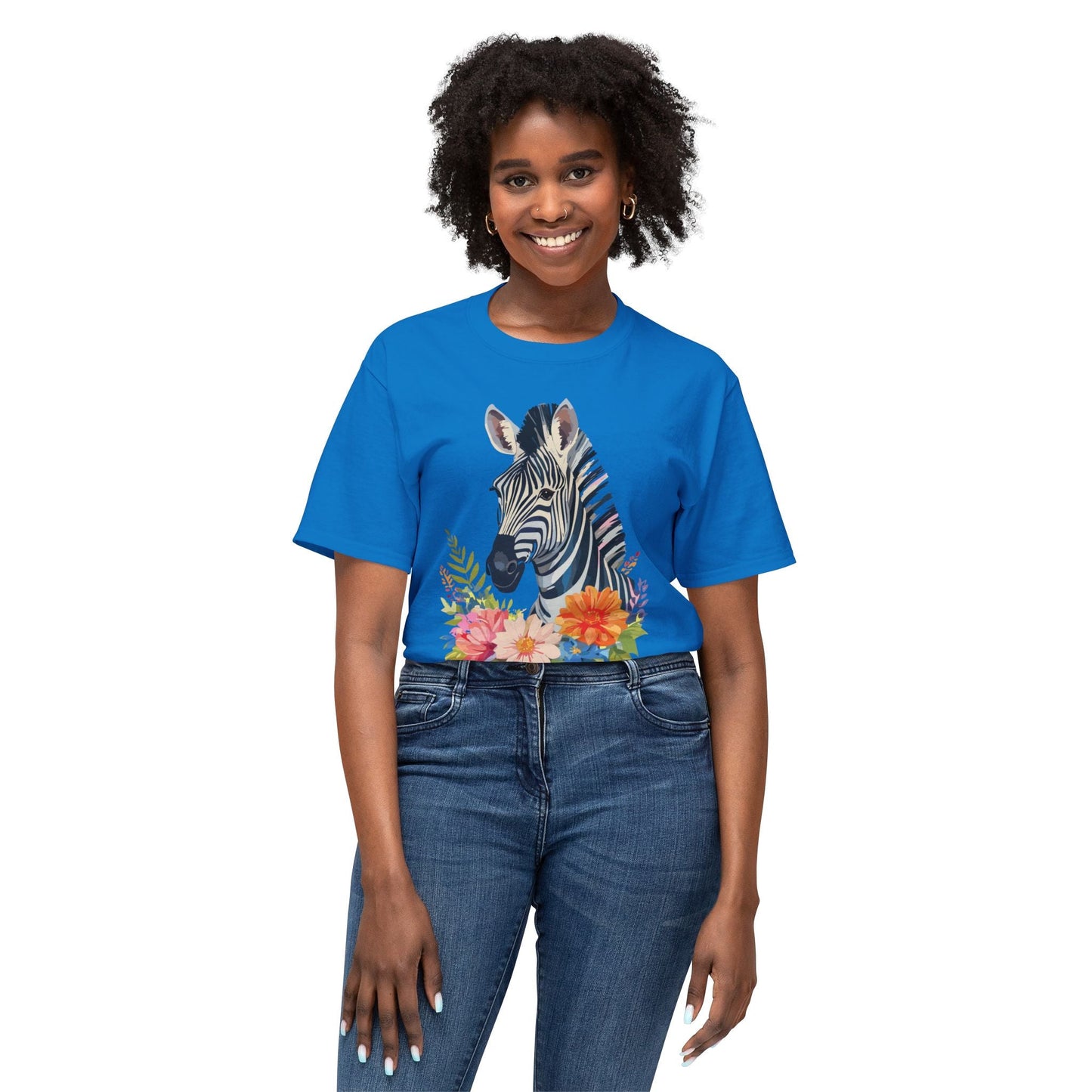 Unisex Zebra Art T Shirt With Full Color Print 100 Percent Cotton Jersey Tee Premium