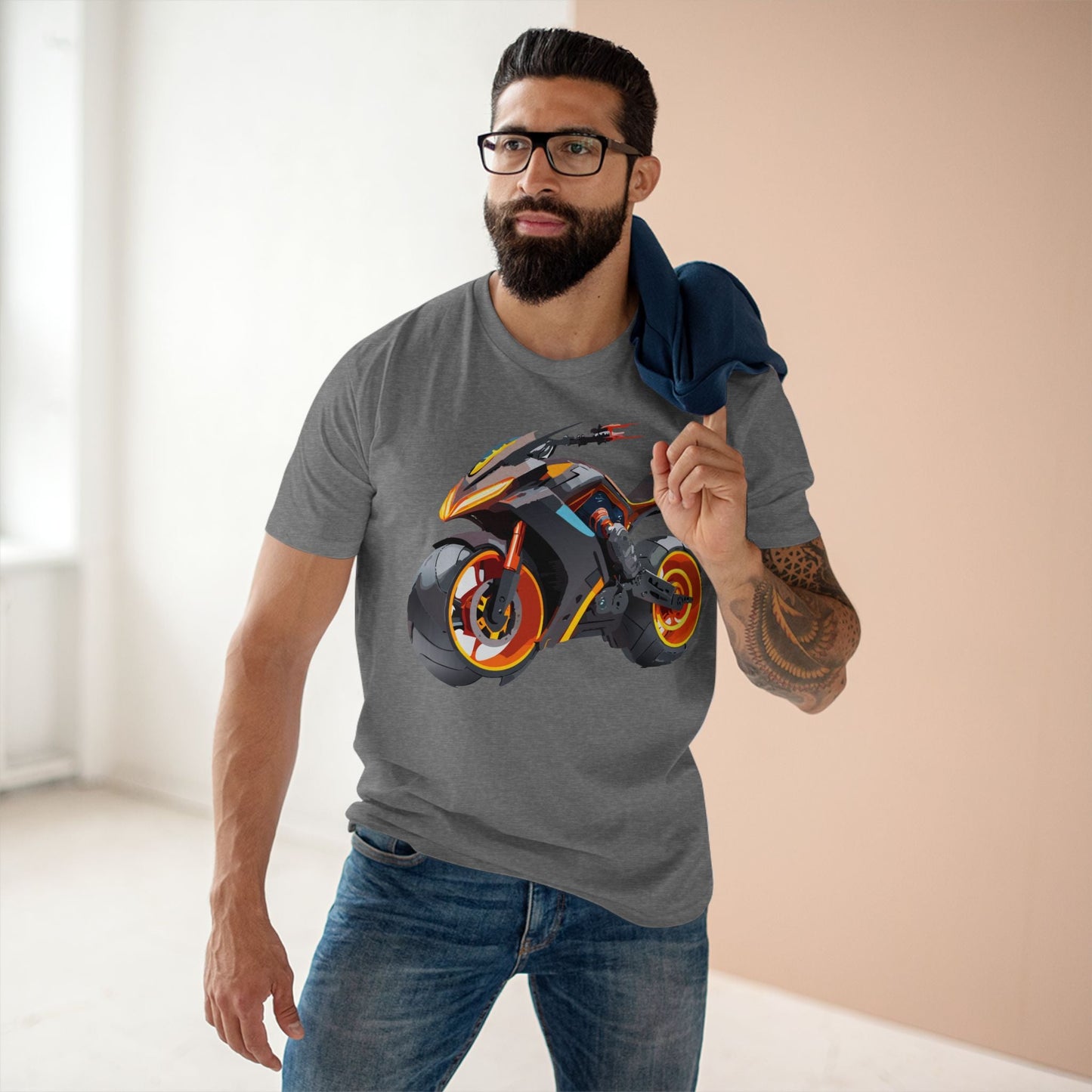 Moto Bike Graphic Unisex 100 Cotton Staple Tee 11