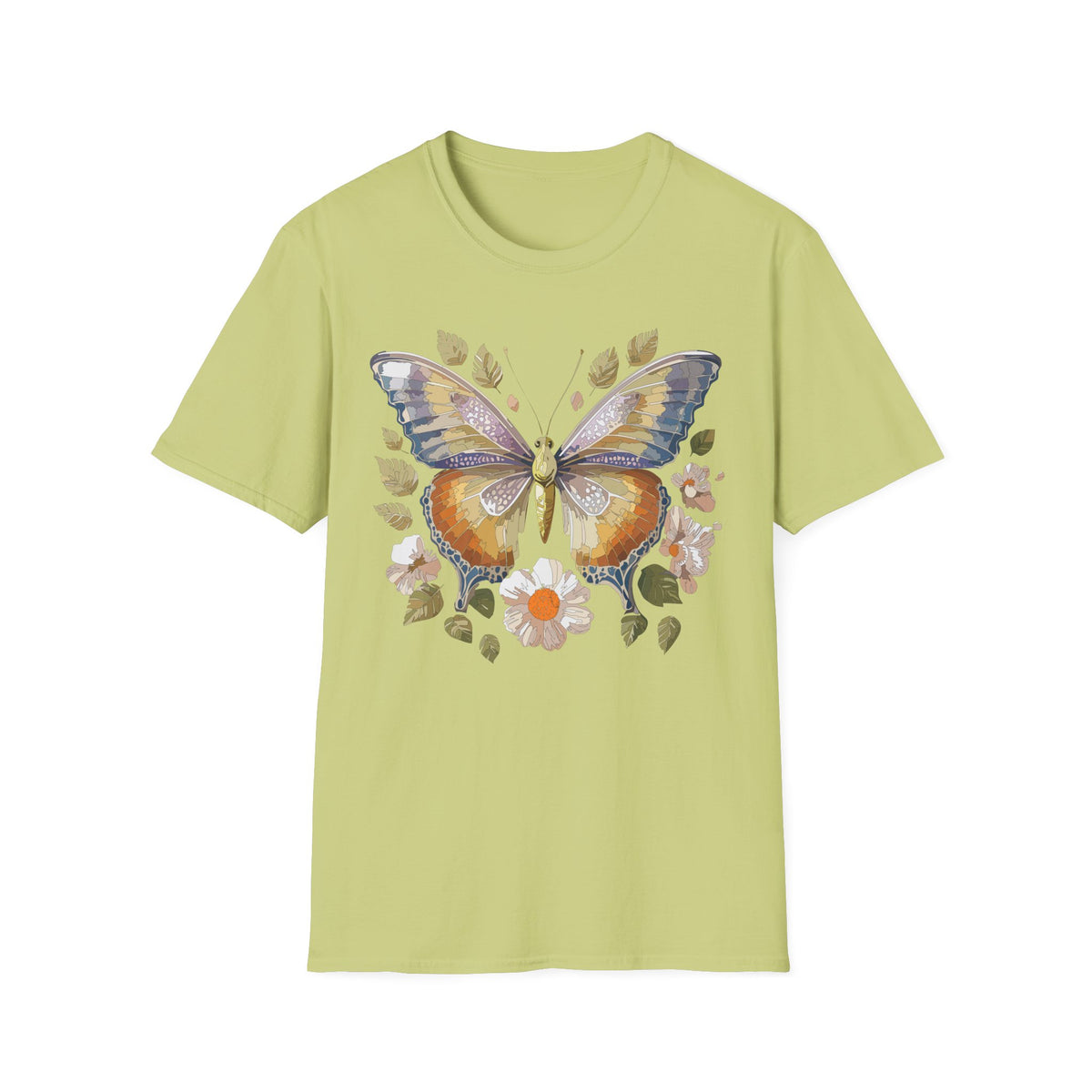 Butterfly Floral Tee — Watercolor Orange & Purple Butterfly Graphic Design Unisex 100 Cotton Gildan T-Shirt