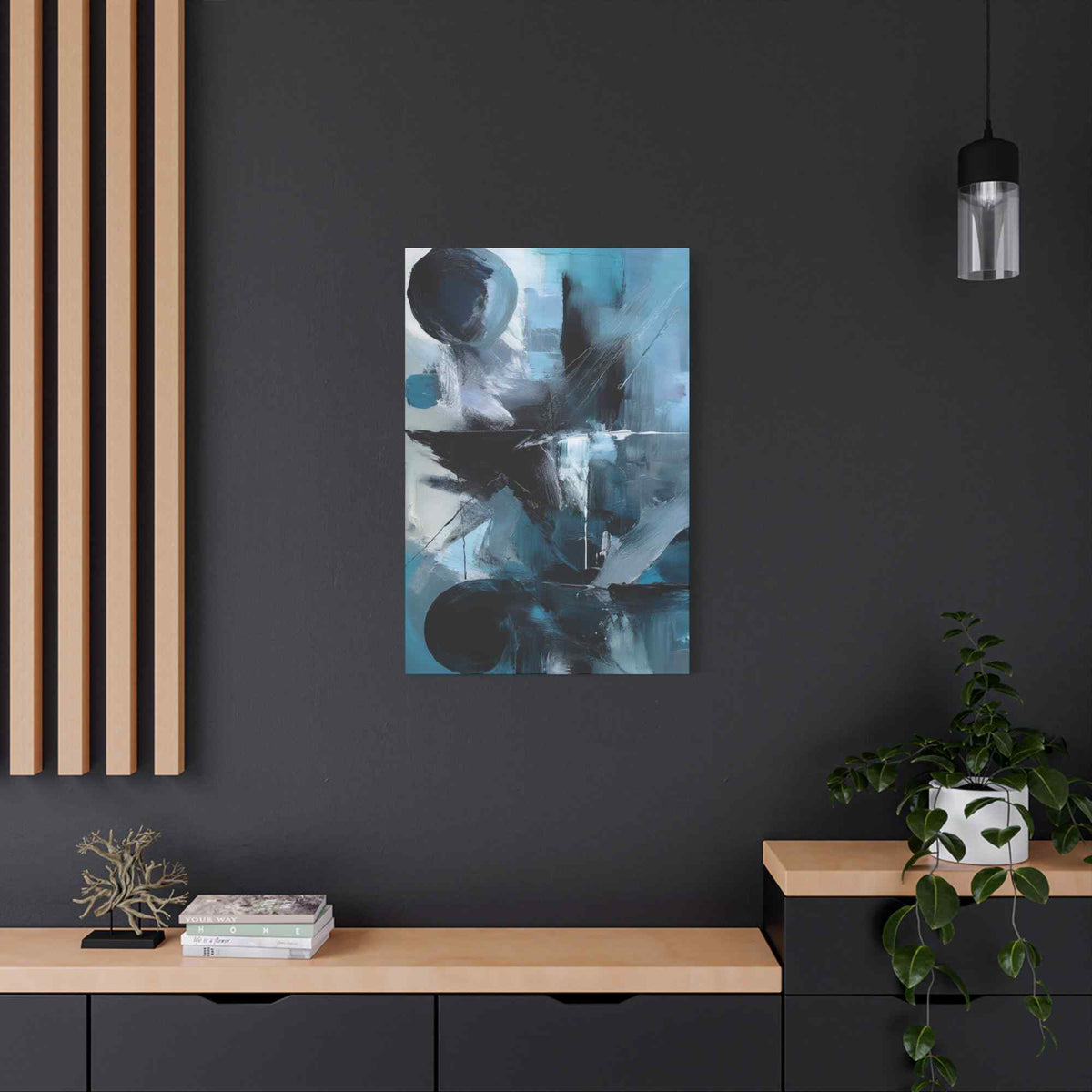 Blue Abstract Painting Print Canvas 20x24,20x30,24x30, 24x32,24x36,30x40, 32x48,36x48,40x60 Pine-Wood Inner Frame ABS-29