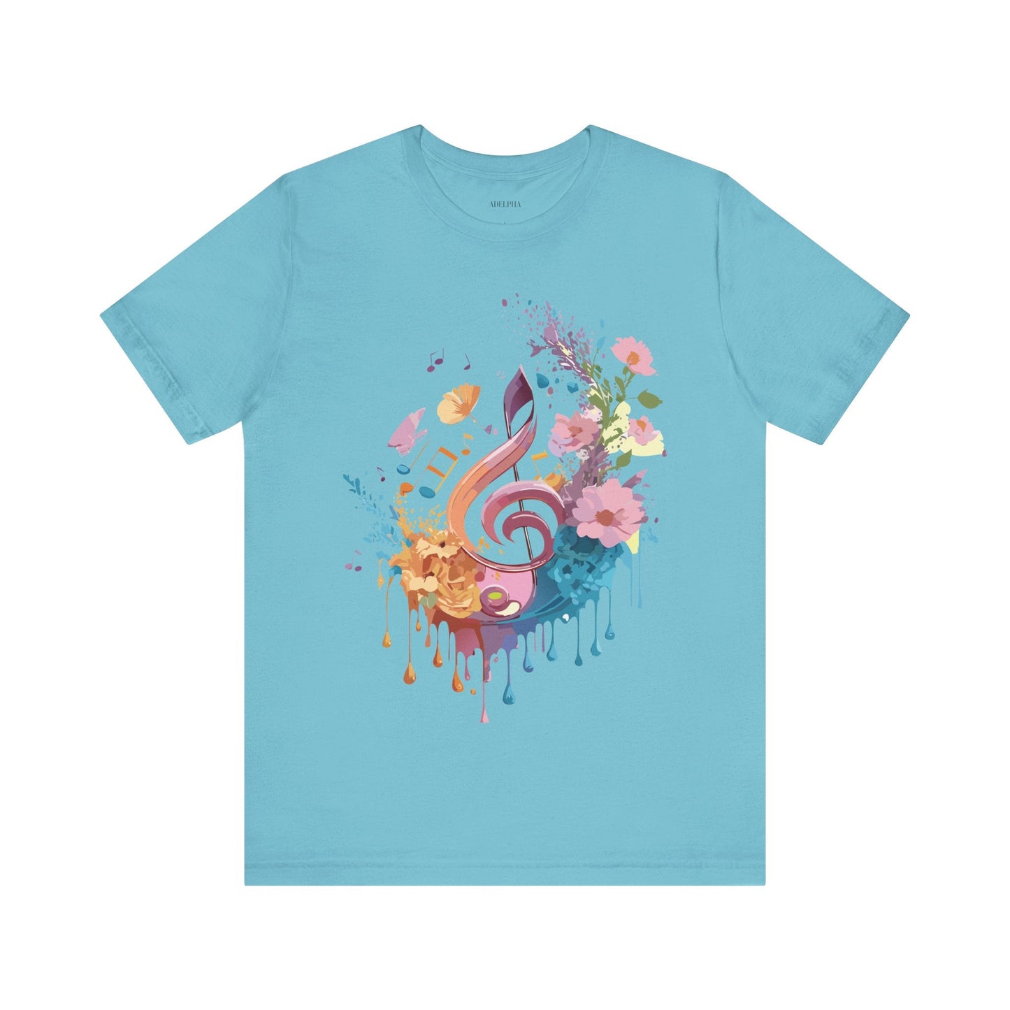Music Graphic Unisex 100 Cotton Vintage Art with Musical Elements Tee 115